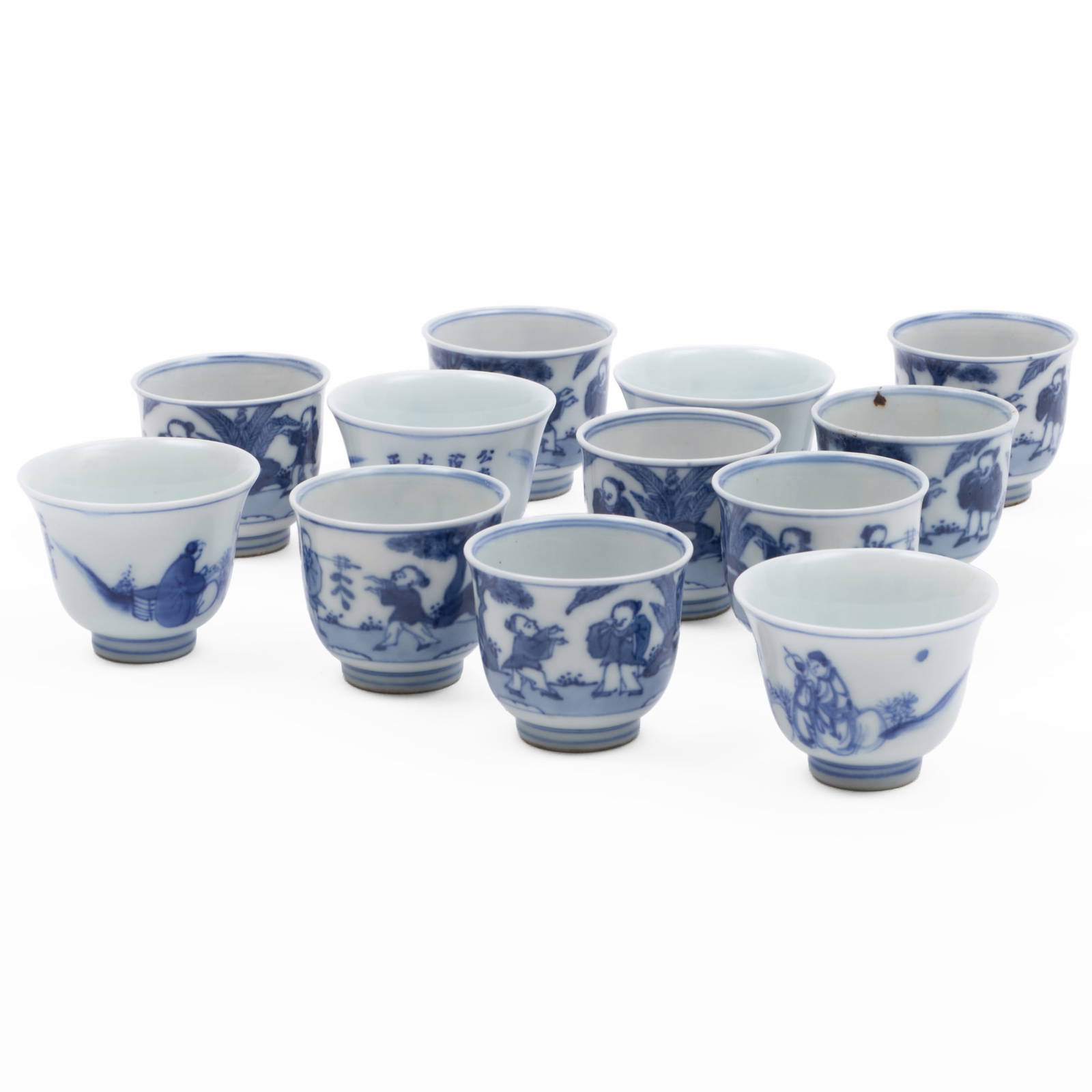 Group of Twelve Chinese Blue and White Porcelain Teabowls