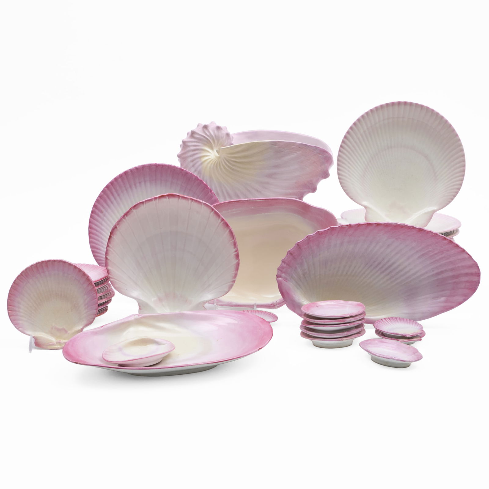Assembled Wedgwood Pink Pearlware Shell Form Part Dessert Service (1 of 20)