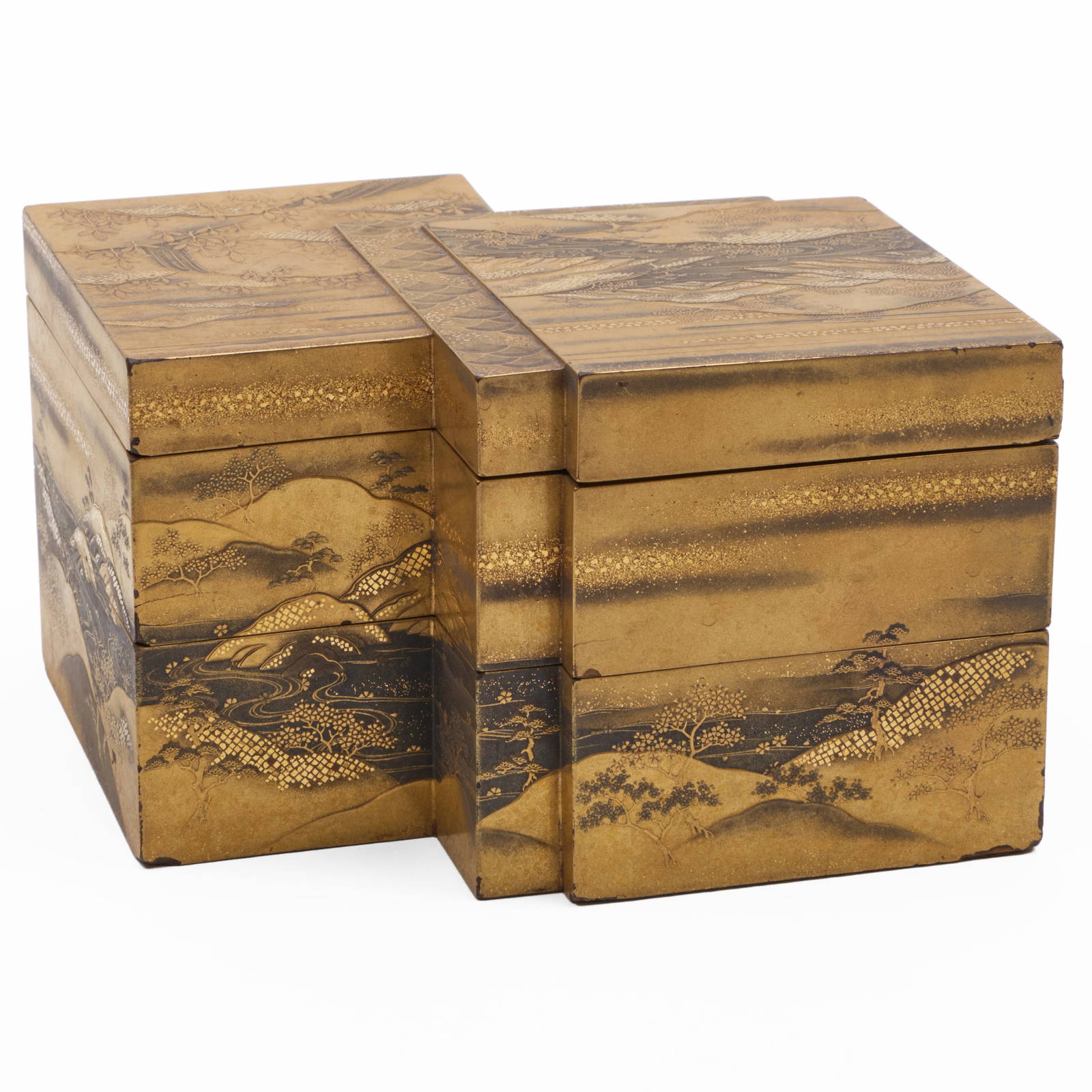 Japanese Lacquer Two-Tiered Box and Cover