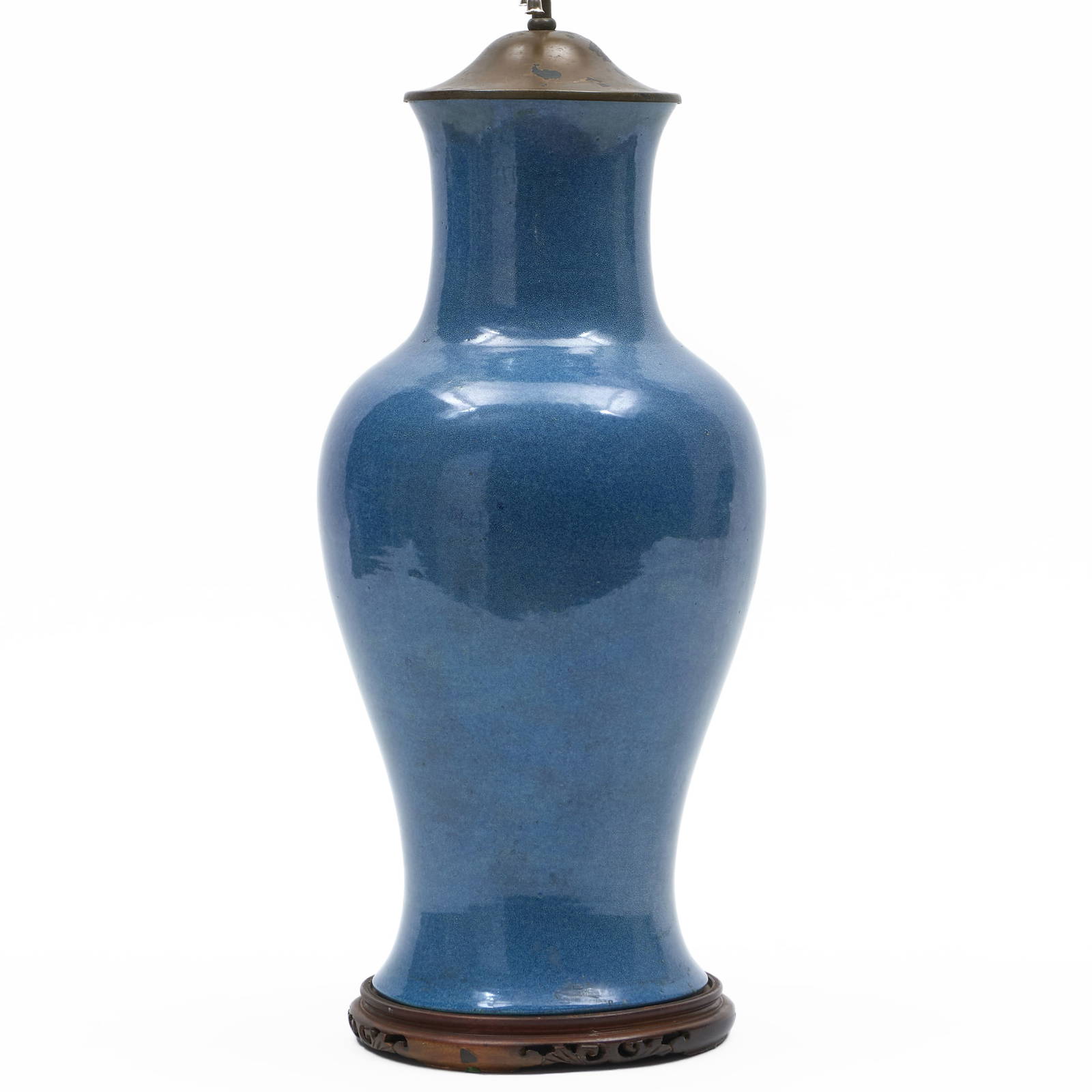 Chinese Robin's Egg Glazed Porcelain Baluster Vase Mounted as a Lamp