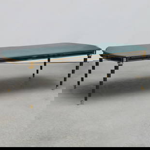 Ron Seff Gilt-Bronze-Mounted Steel and Lacquered Linen Dining Table: Ron Seff Gilt-Bronze-Mounted Steel and Lacquered Linen Dining Table 30 in. x 8 ft. 7 x 4 ft.