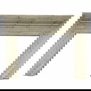 Federal Grey Painted and Carved Mantle Piece: Federal Grey Painted and Carved Mantle Piece 4 ft. 5 1/2 in. x 5 ft. 10 in. x 9 in. 36 x 46 1/2 in., interior.