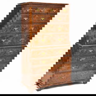 George II Inlaid Walnut Chest on Chest: George II Inlaid Walnut Chest on Chest 6 ft. 1/2 x 41 x 21 1/2 in.