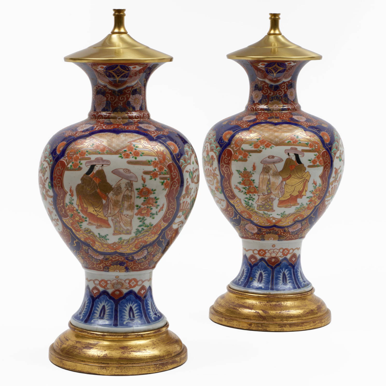 Pair of Japanese Imari Porcelain Vases Mounted as Lamps