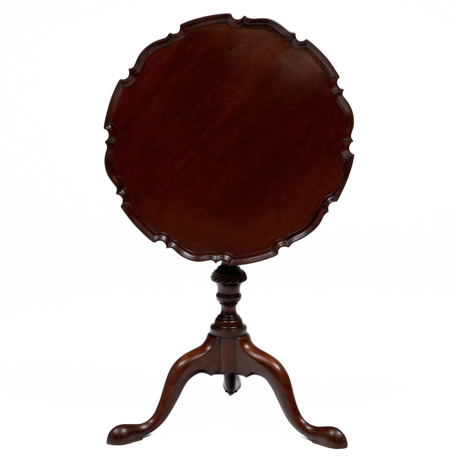 George II Mahogany Tilt-Top Tripod Table: George II Mahogany Tilt-Top Tripod Table 26 x 22 in. diam.