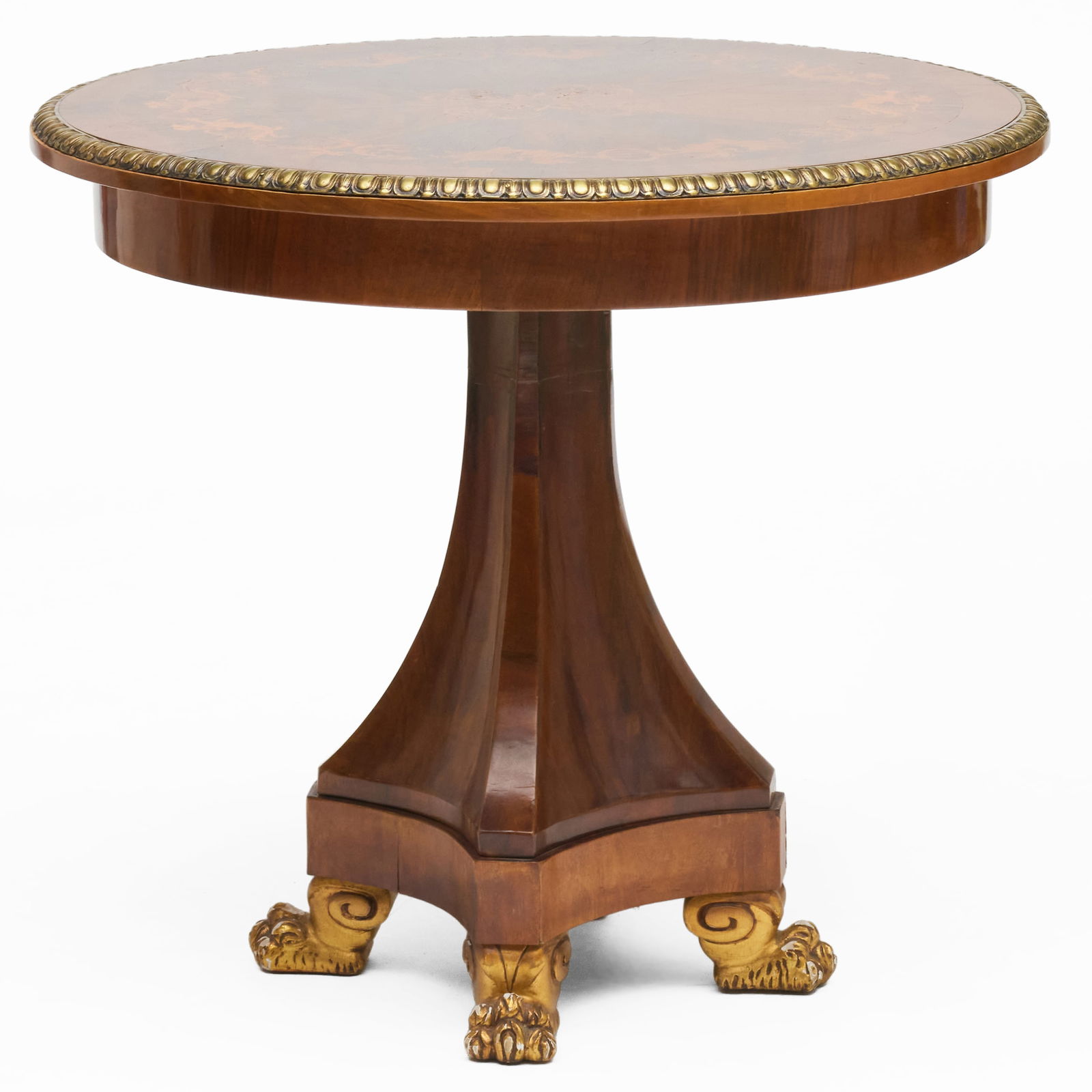 Continental Brass-Mounted Rosewood and Fruitwood Marquetry Center Table (1 of 8)