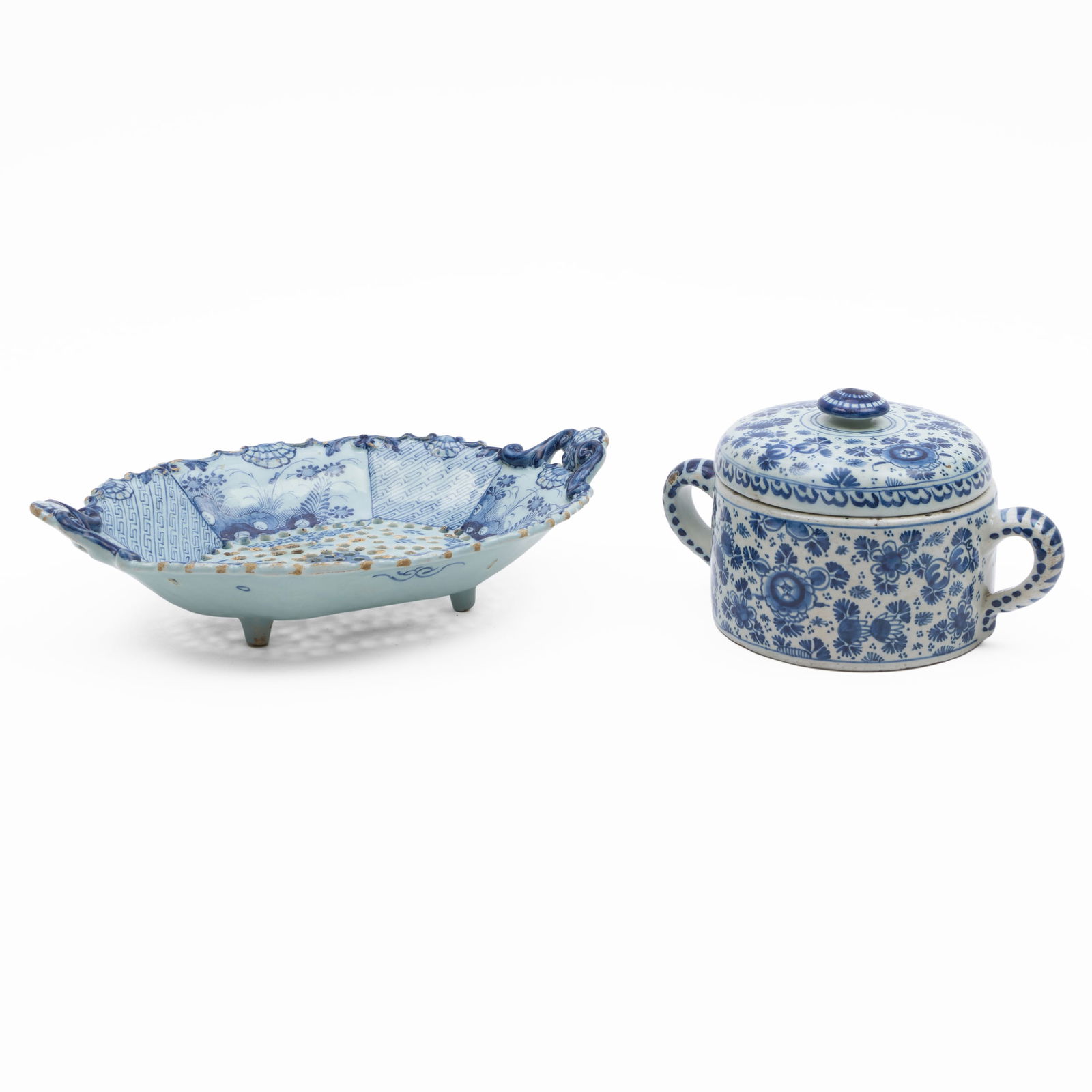 Blue and White Delft Posset Pot and a Strainer (1 of 12)
