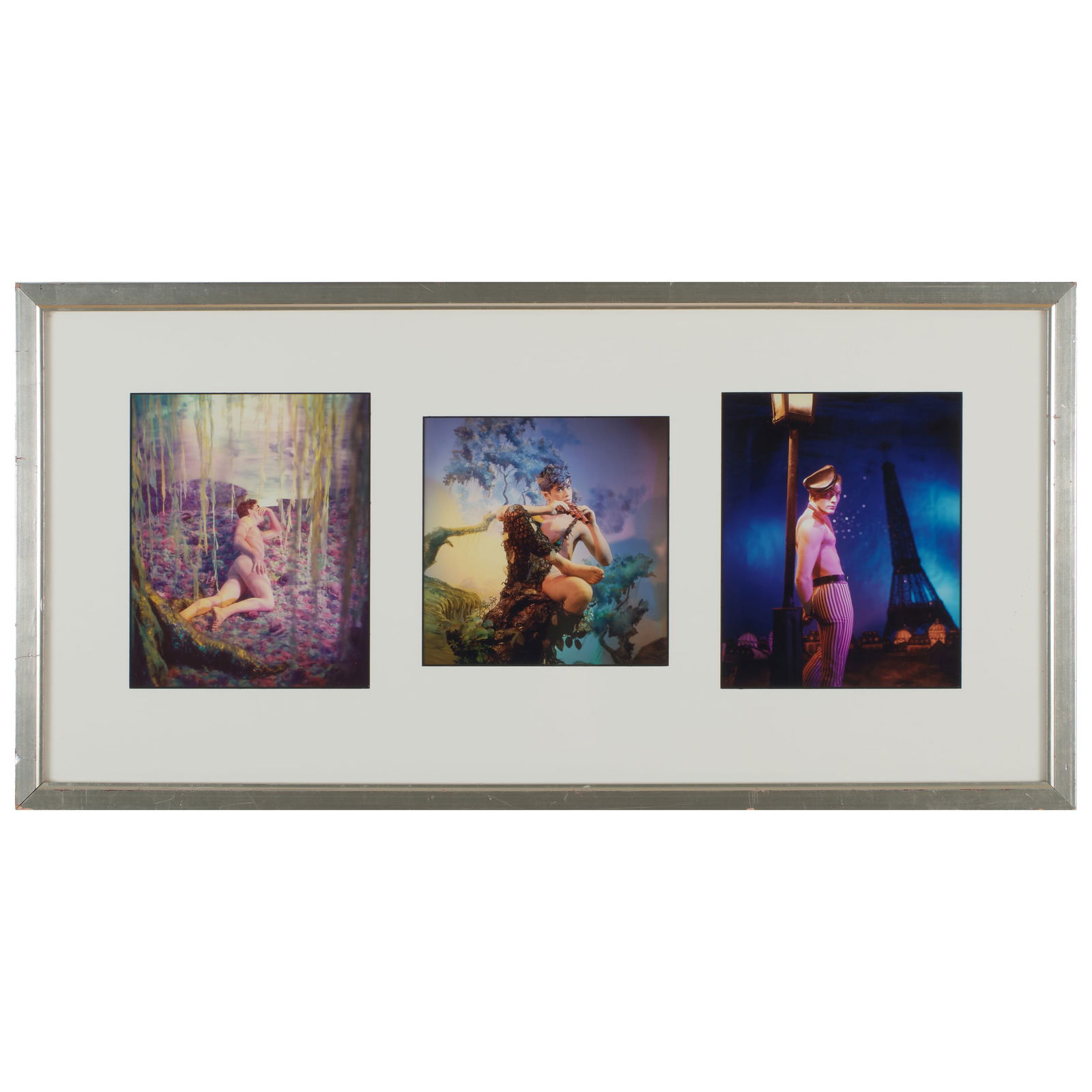 James Bidgood (1933-2022): Pink Narcissus: Group of Three: James Bidgood (1933-2022): Pink Narcissus: Group of Three Three color photographs, 2002, all signed and numbered 2/25 on the reverse. All 10 x 8 in. (sheet), 16 1/2 x 33 in. (framed together).