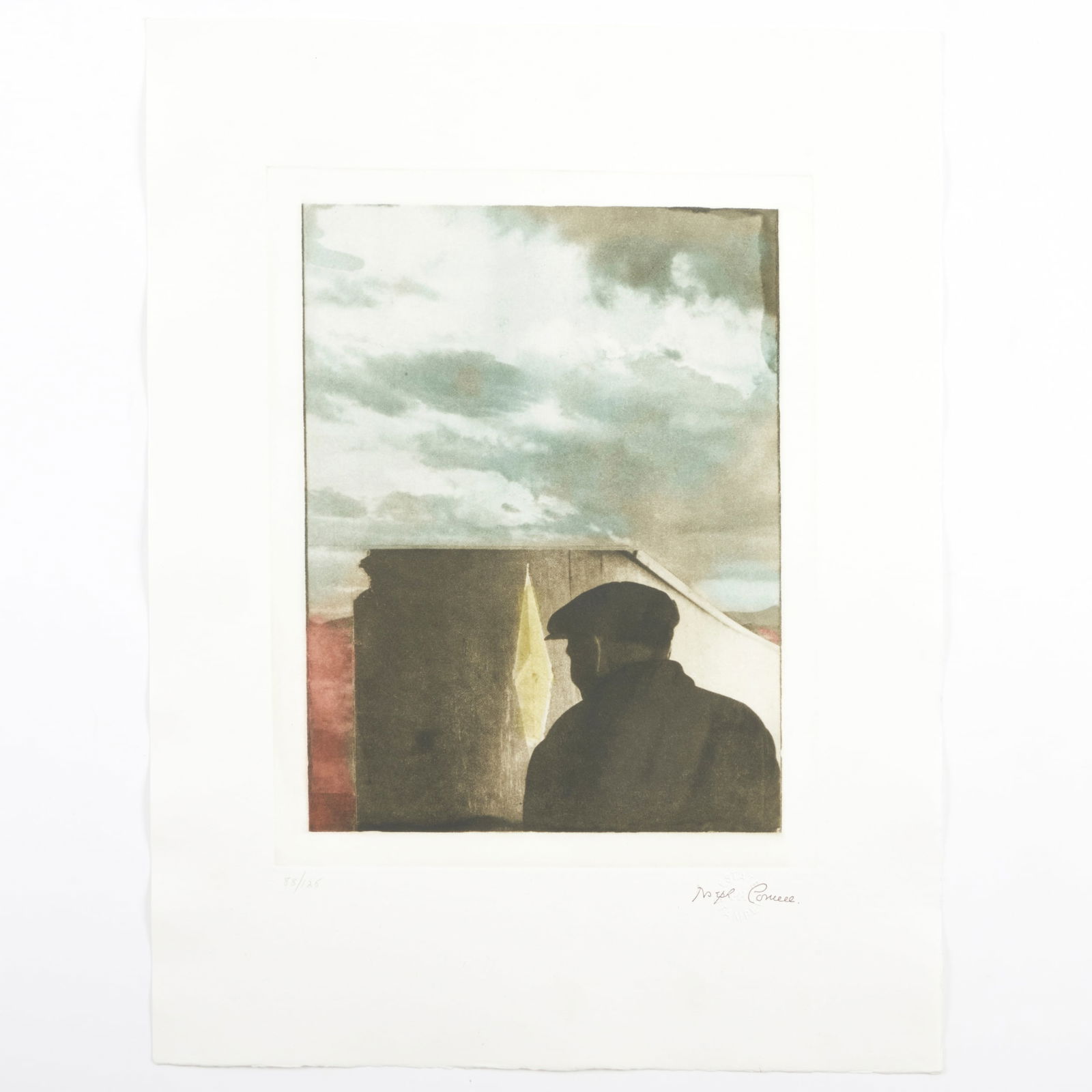 Joseph Cornell (1903-1972): Untitled (Landscape with Figure): Joseph Cornell (1903-1972): Untitled (Landscape with Figure) Heliograph in colors on wove paper, 1972, with the printed signature and estate blindstamp, numbered 88/125. 19 1/2 x 14 3/4 in. (sheet), u