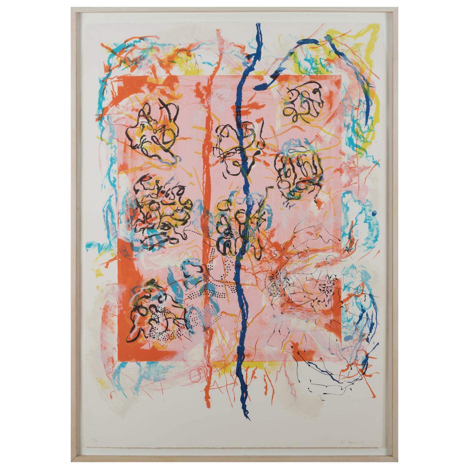 Nancy Graves (1939-1995): Approaches the Limit of II: Nancy Graves (1939-1995): Approaches the Limit of II Lithograph in colors on wove paper, 1981, signed and dated in pencil, numbered 23/30, with label from Tyler Graphics, Ltd., Mount Kisco, NY. 46 x 3