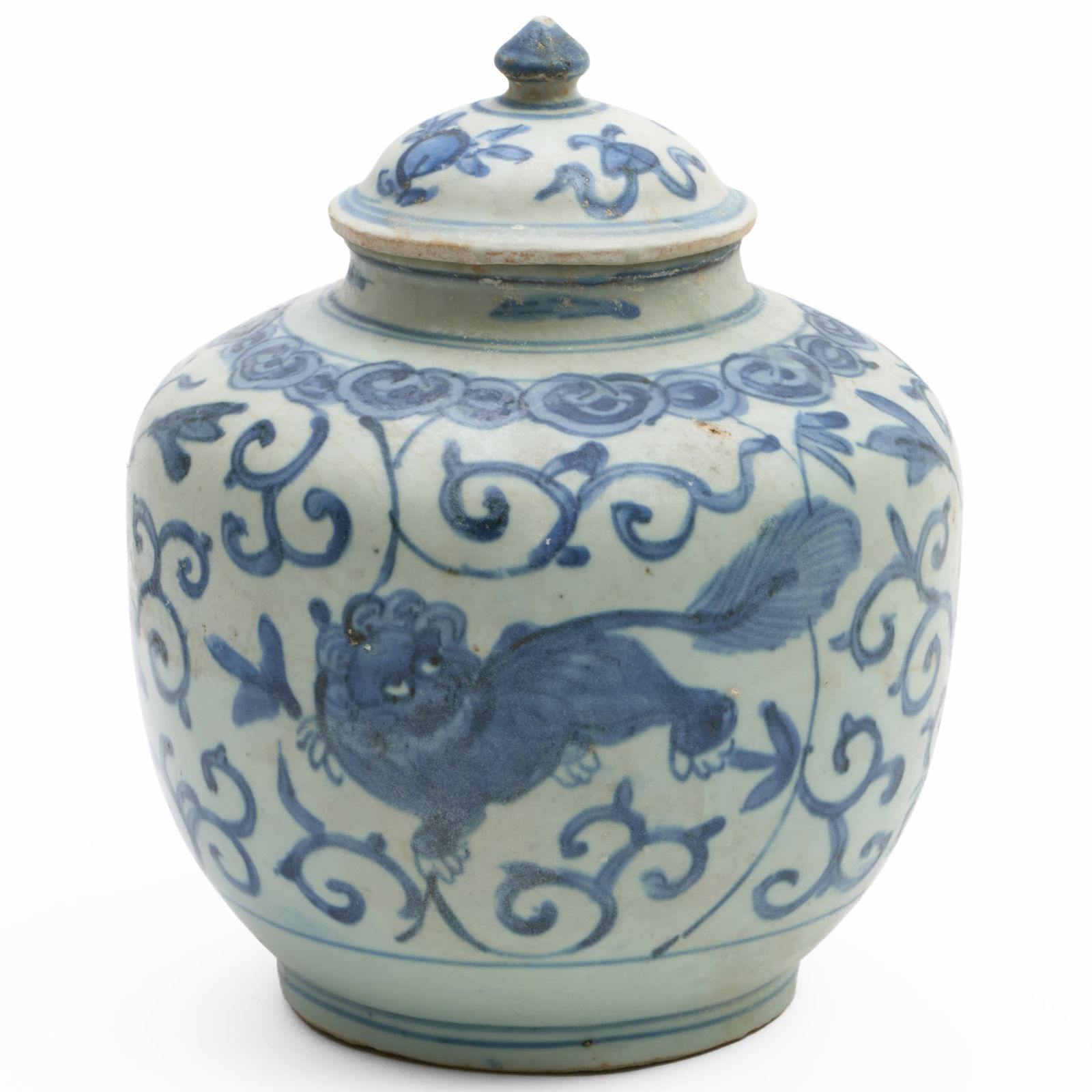 Vietnamese Blue and White Jar and Cover: Vietnamese Blue and White Jar and Cover Unmarked. 7 7/8 x 6 1/2 in. diam.