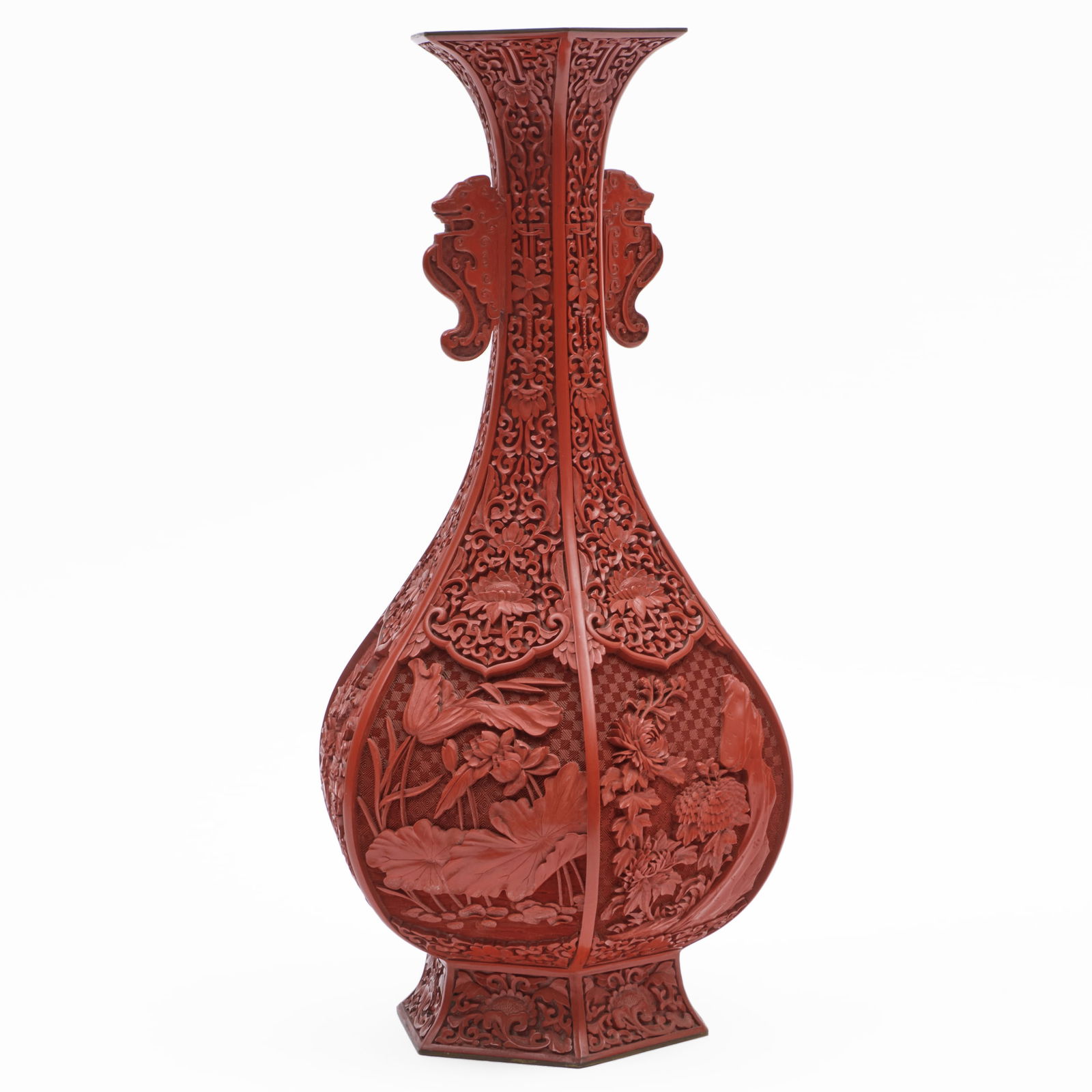 Large Cinnabar Style Vase (1 of 9)