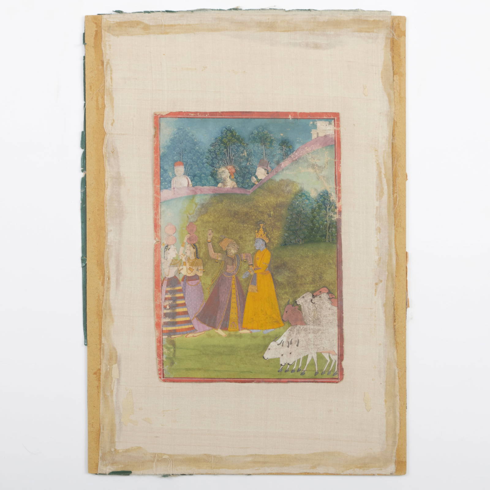 Indian Miniature Painting with Scene of Krishna Dancing