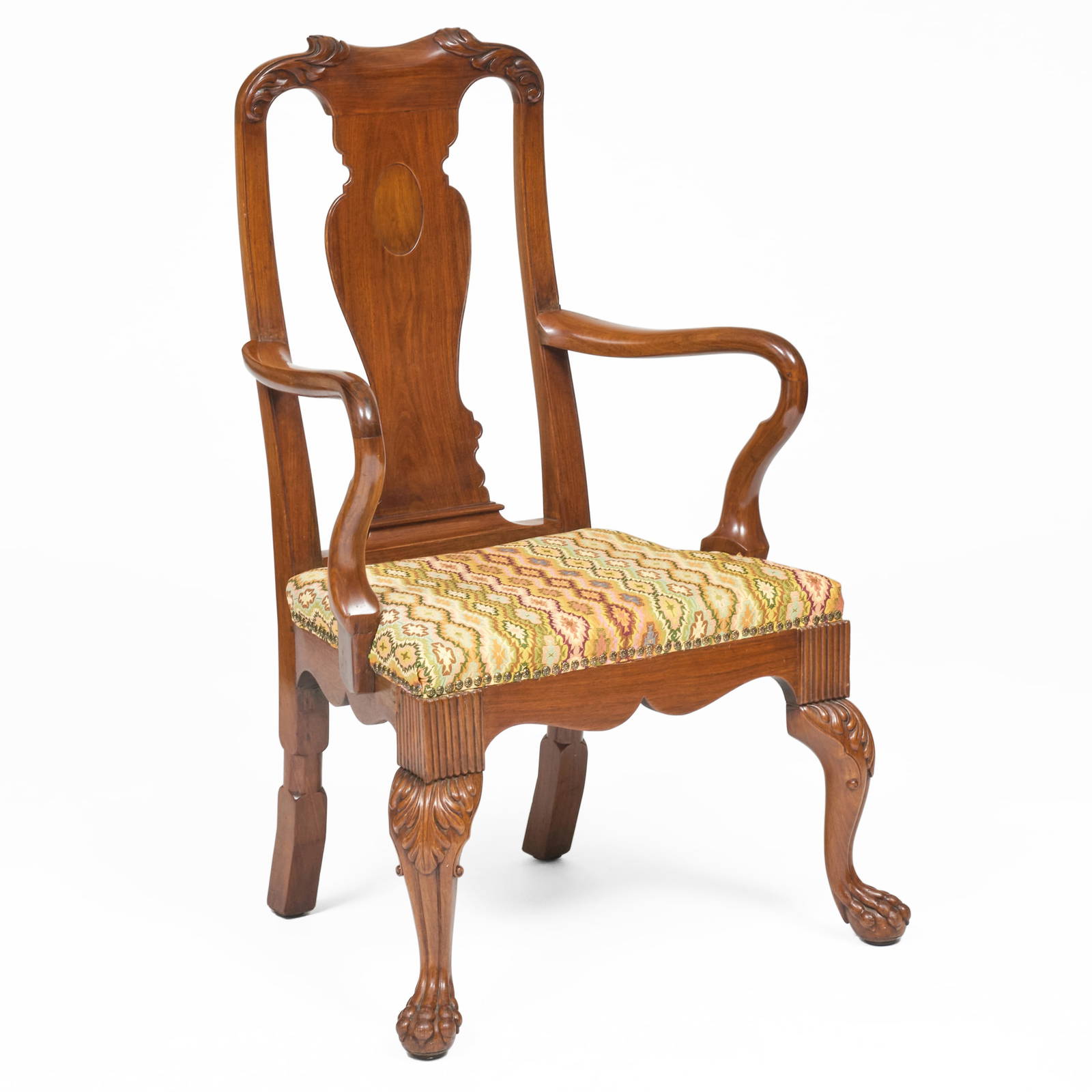 Chinese Export Carved Padouk Armchair