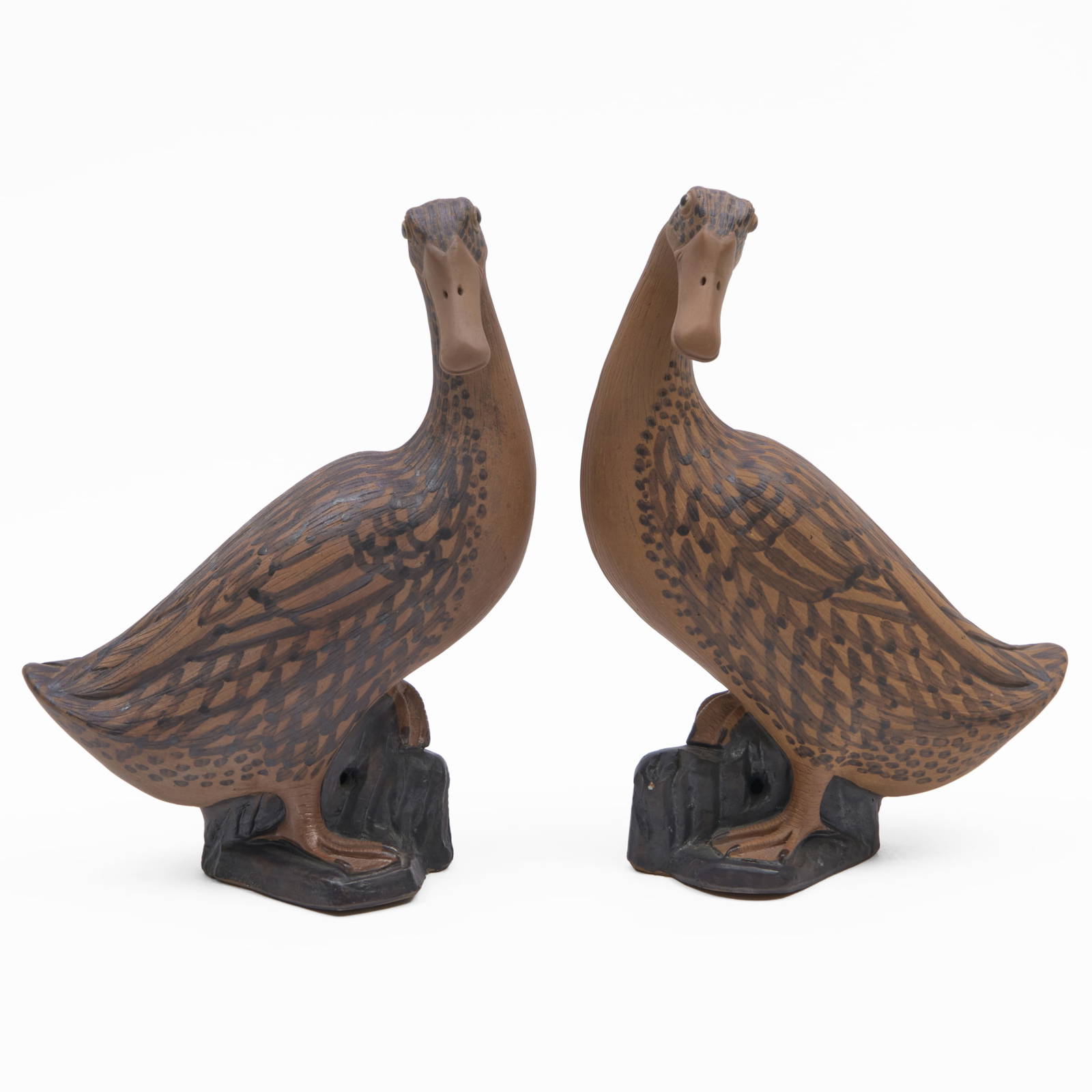 Pair of Chinese Export Earthenware Figures of Ducks