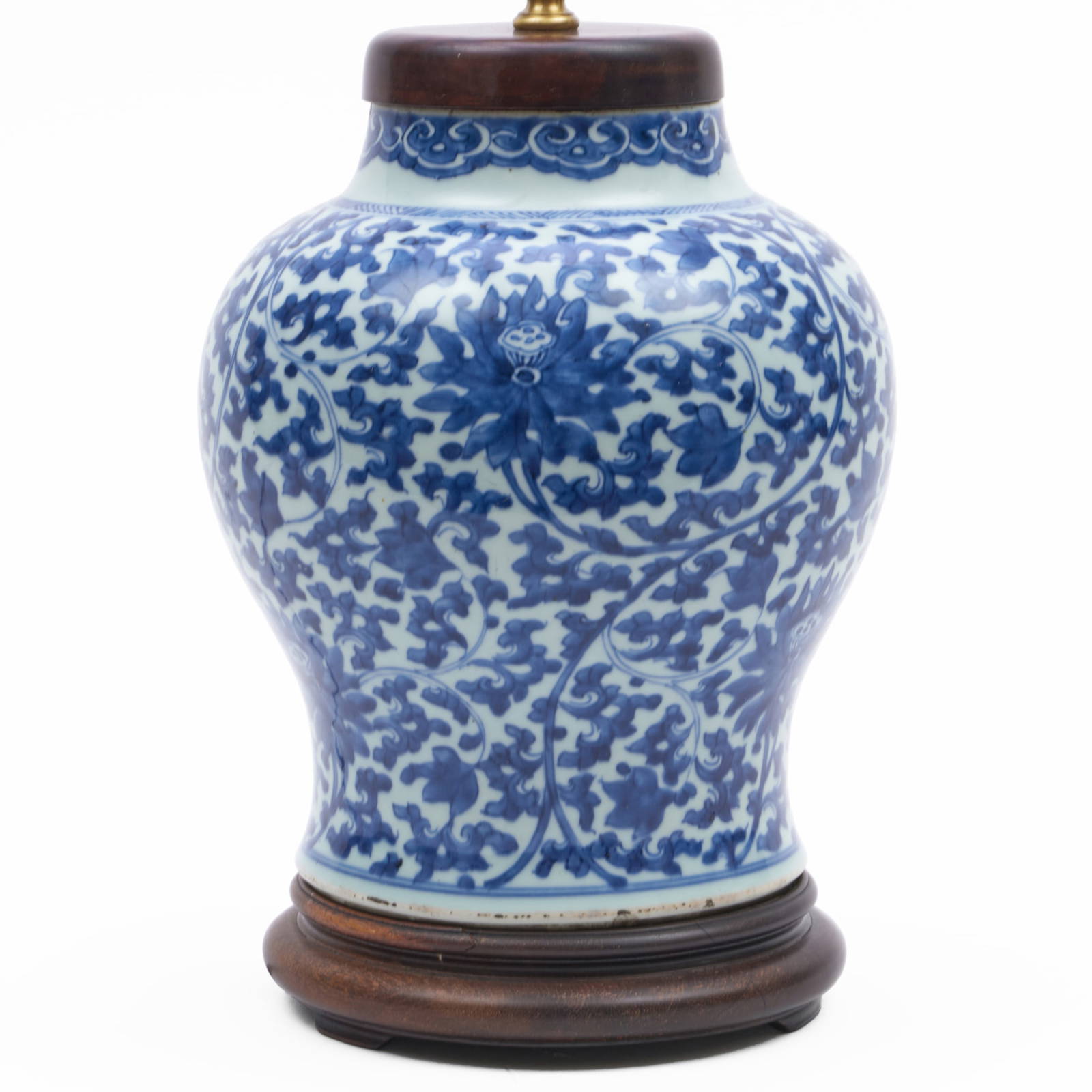 Chinese Blue and White Porcelain Jar Mounted as a Lamp