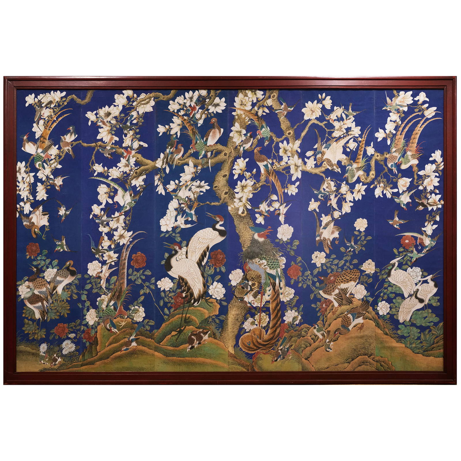 Chinese Painted Wallpaper Panel, In the Manner of Jiang Tingxi