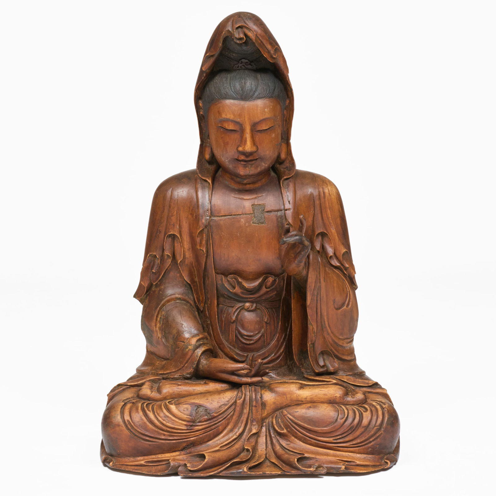Chinese Carved Wood Figure of Seated Guanyin (1 of 20)
