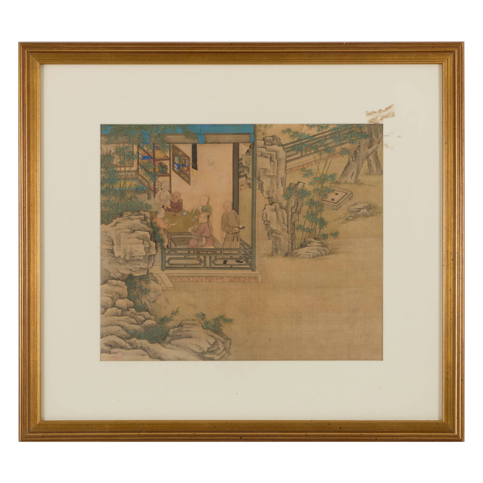 Chinese Scroll Painting of Men Playing Cards