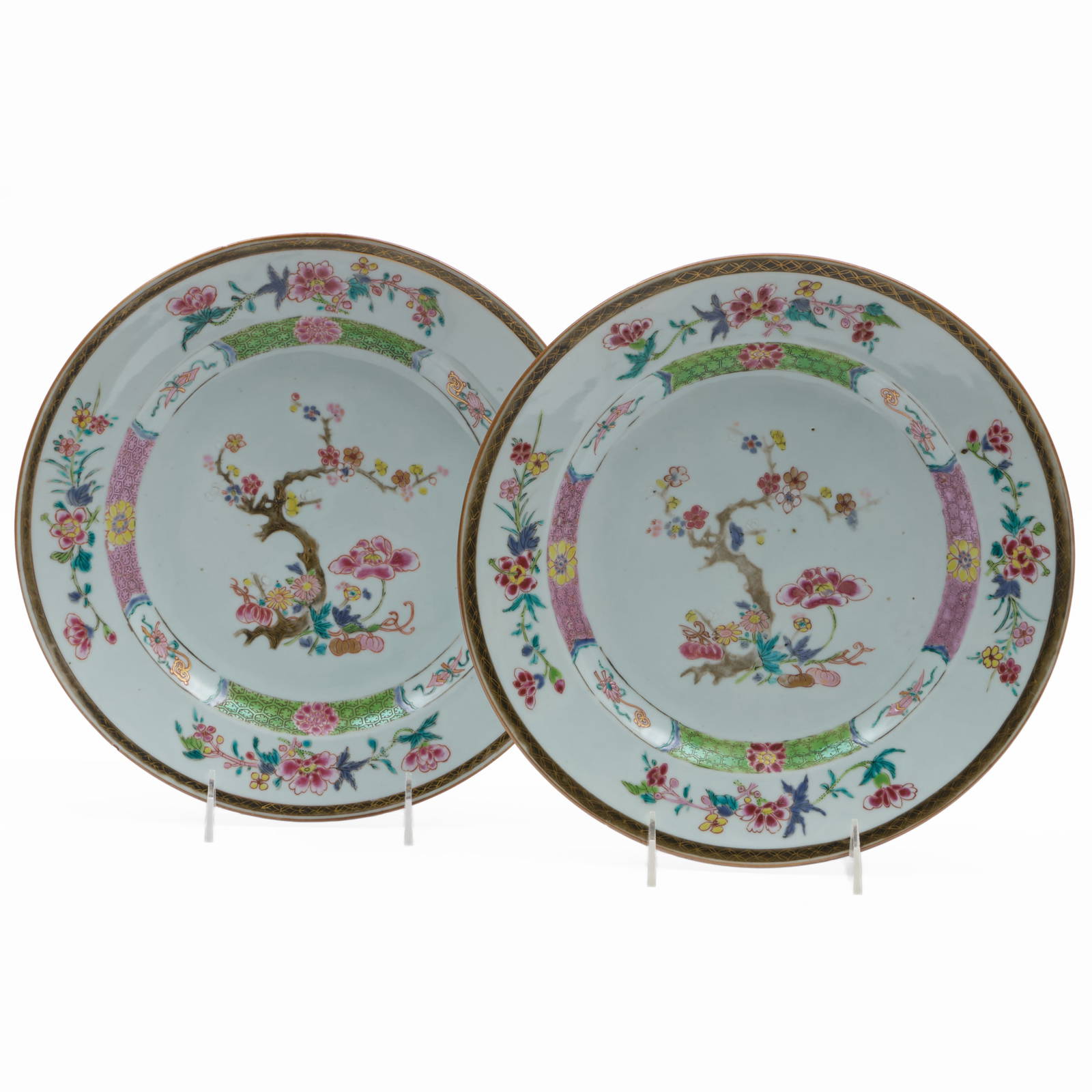 Pair of Chinese Export Famille Rose Porcelain Chargers
