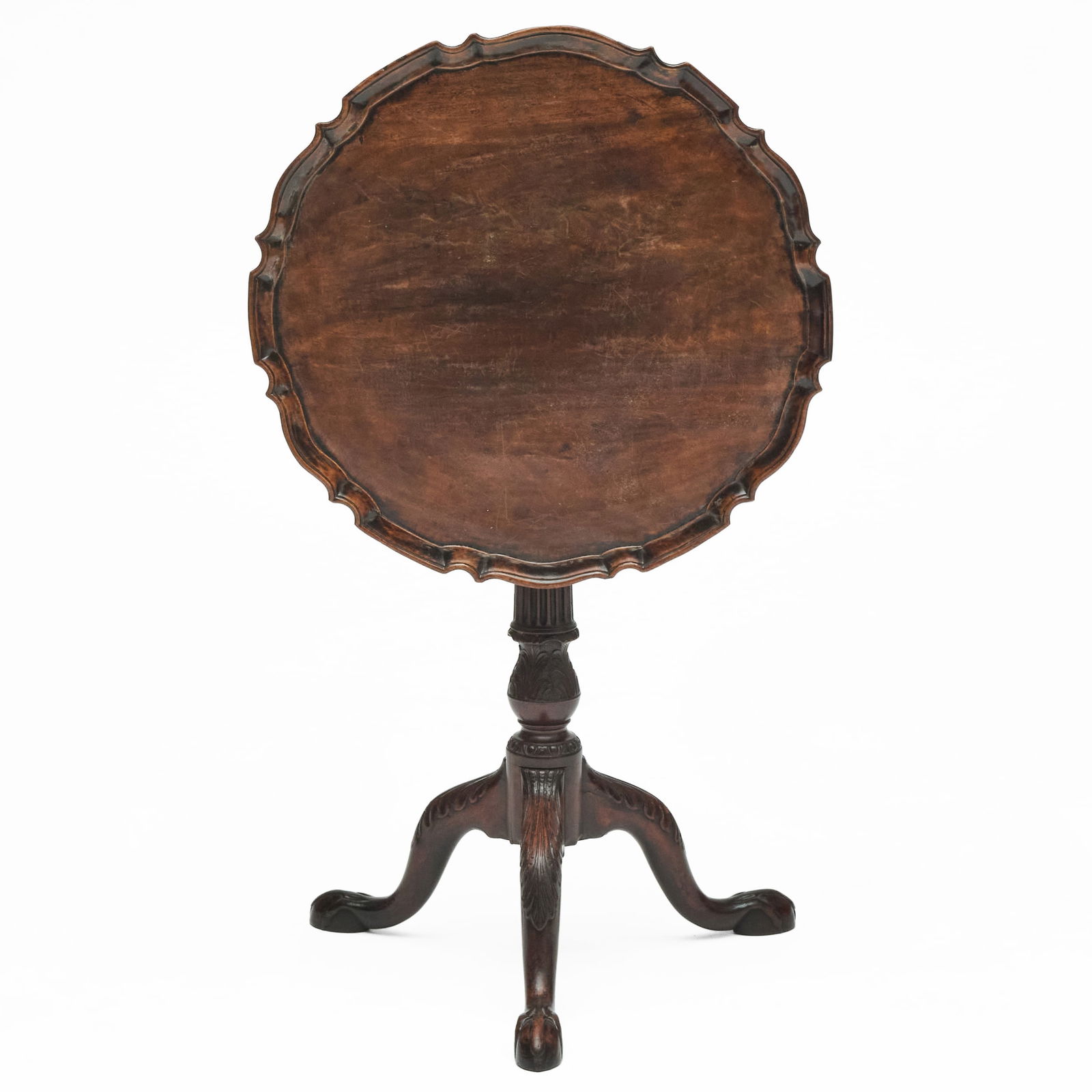 George III Mahogany Tilt-Top Tripod Tea Table: George III Mahogany Tilt-Top Tripod Tea Table 28 1/4 x 23 in. diam. Alfred Bullard Antiques, Philadelphia, PA. Property from a Fifth Avenue Penthouse.