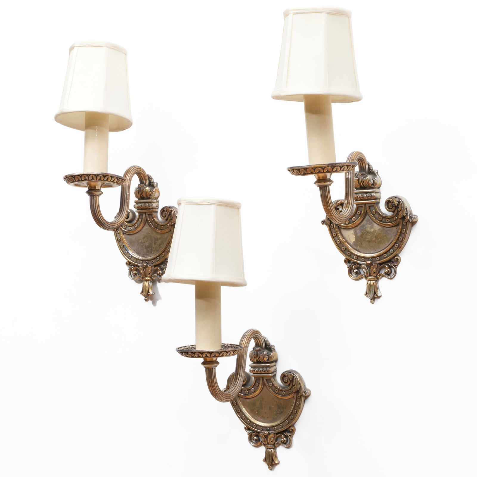 Set of Three Silver-Plate Single Branch Sconces (1 of 7)