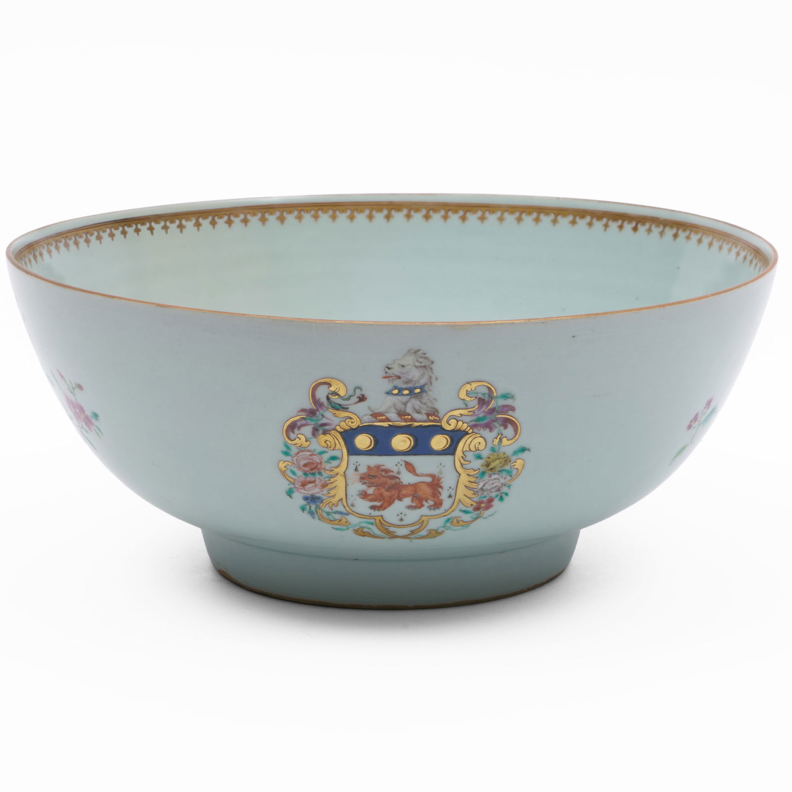 Chinese Export Porcelain Armorial Punch Bowl (1 of 6)