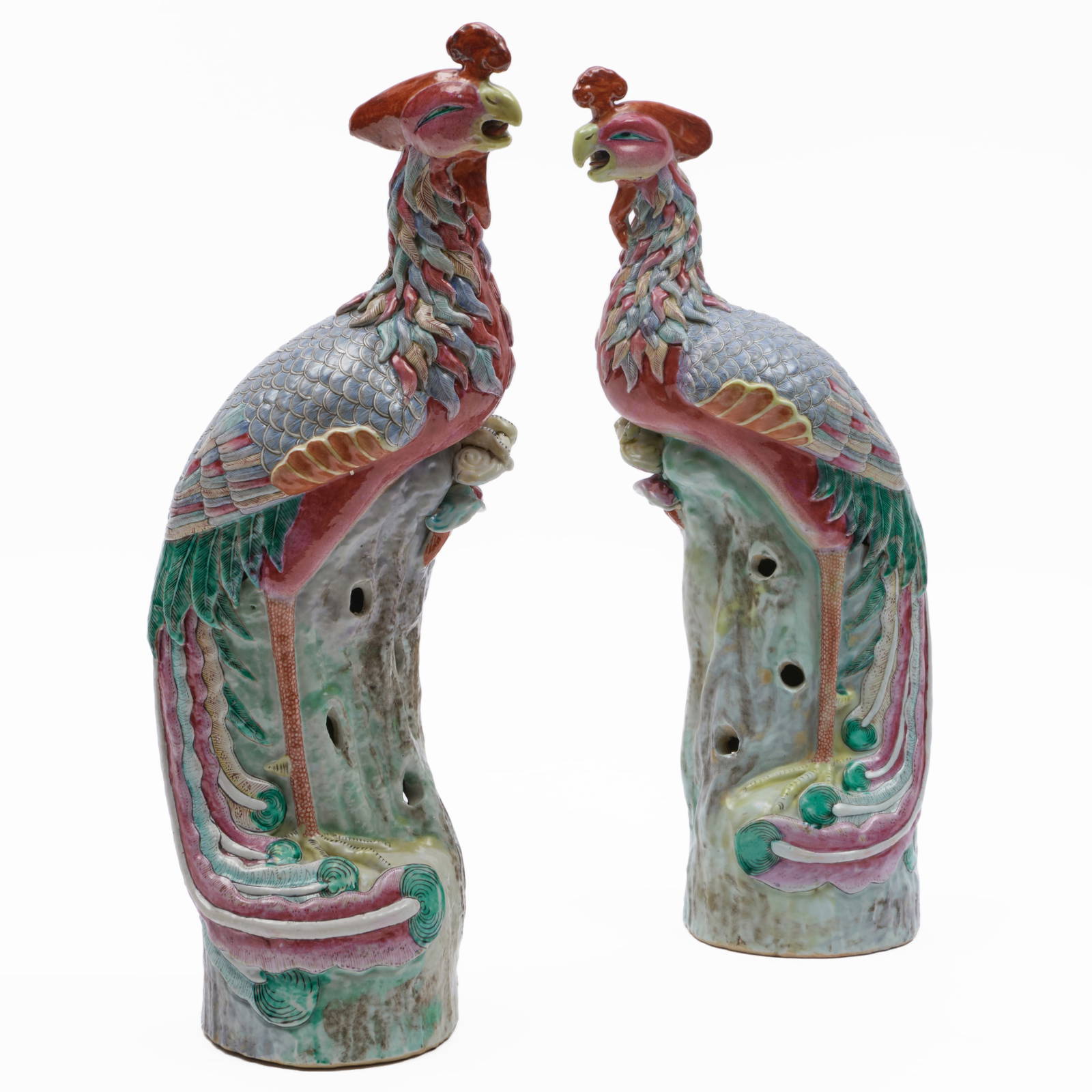 Pair of Chinese Porcelain Models of Phoenix