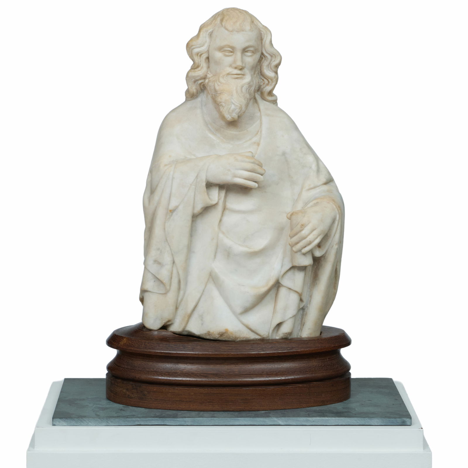 French or German, Cologne Marble Half Figure of a Male Saint, (1 of 8)