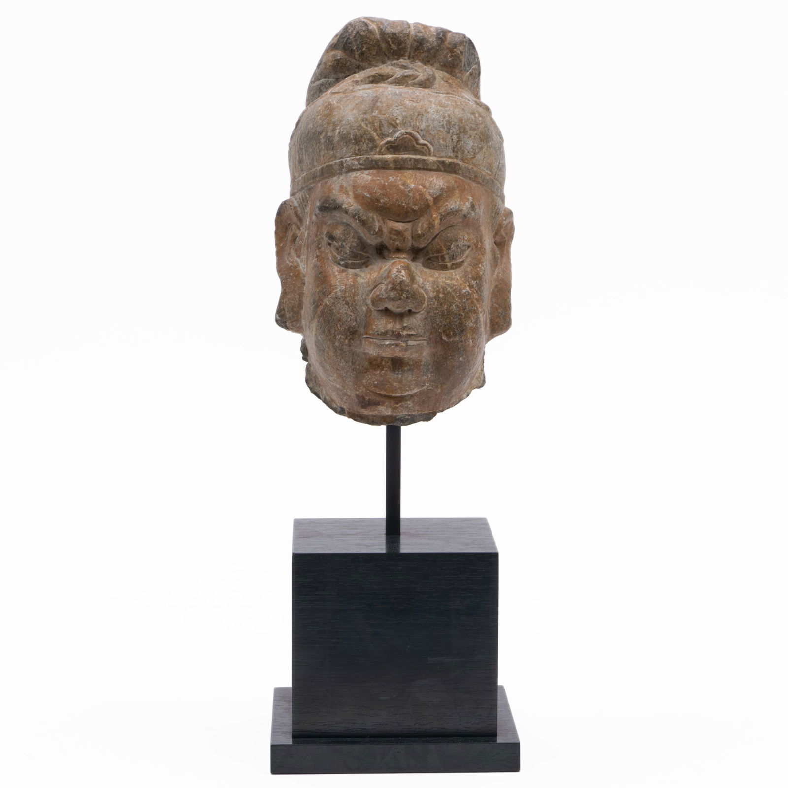 Chinese Polychromed Carved Stone Head of a Guardian (1 of 7)