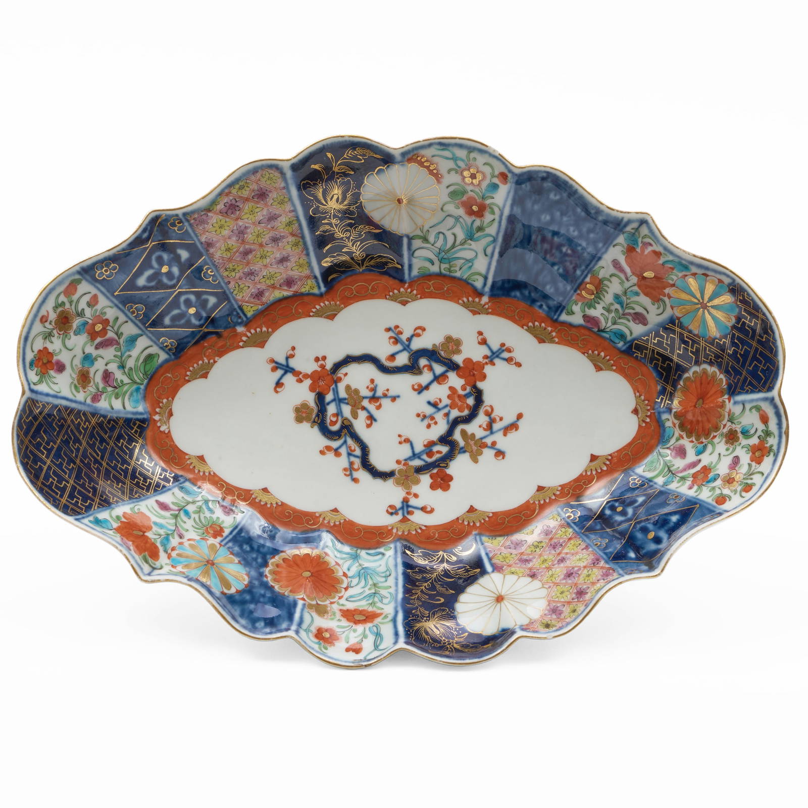 Worcester Lozenge Shaped Porcelain Dessert Dish in the 'Old Mosaic' Pattern