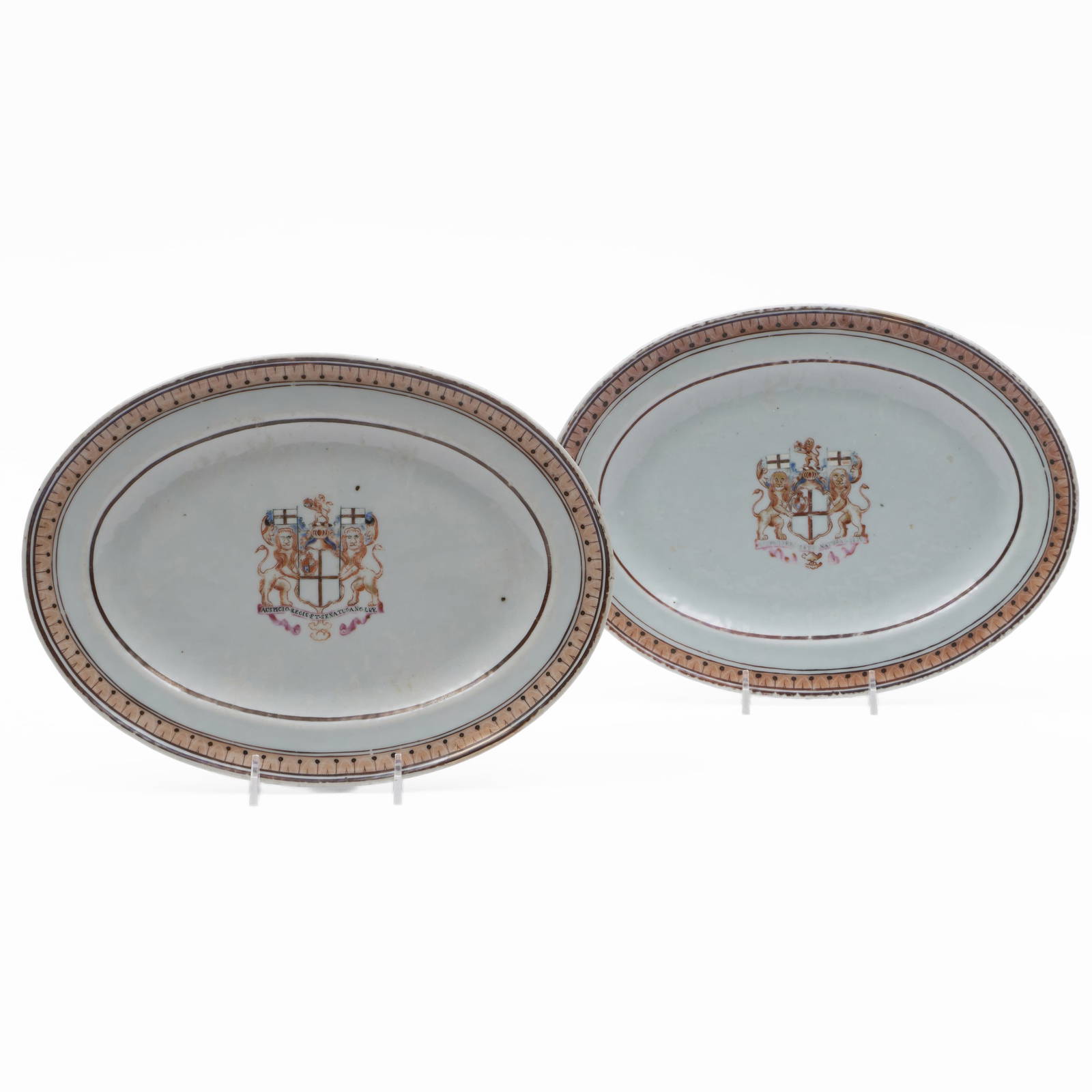 Pair of Chinese Export Porcelain Platters with Arms of the East India Company