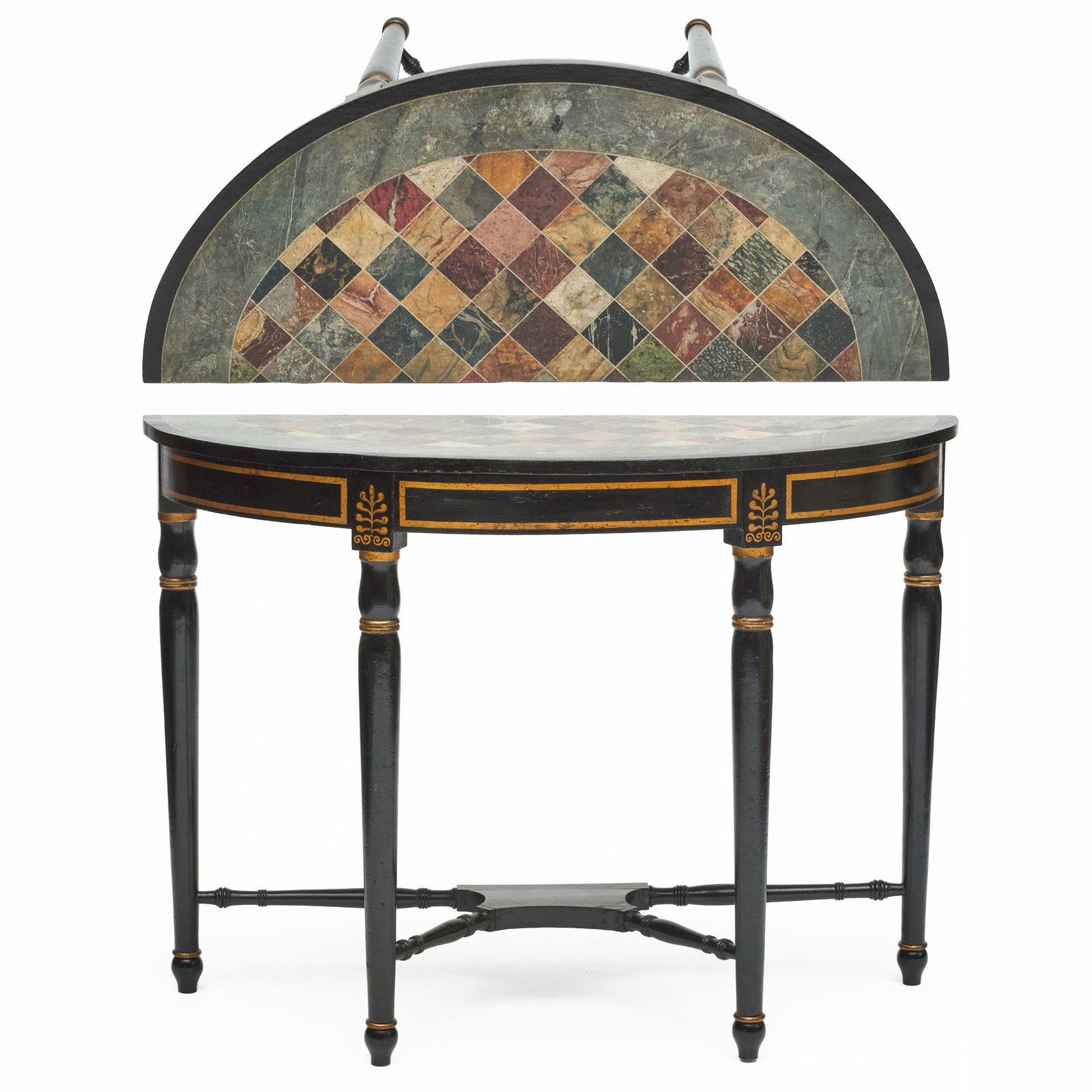 Edwardian Black Painted Faux Specimen Marble Console Table: Edwardian Black Painted Faux Specimen Marble Console Table 33 1/4 x 46 x 18 1/2 in. HydeParkAntiquesatSTAIR