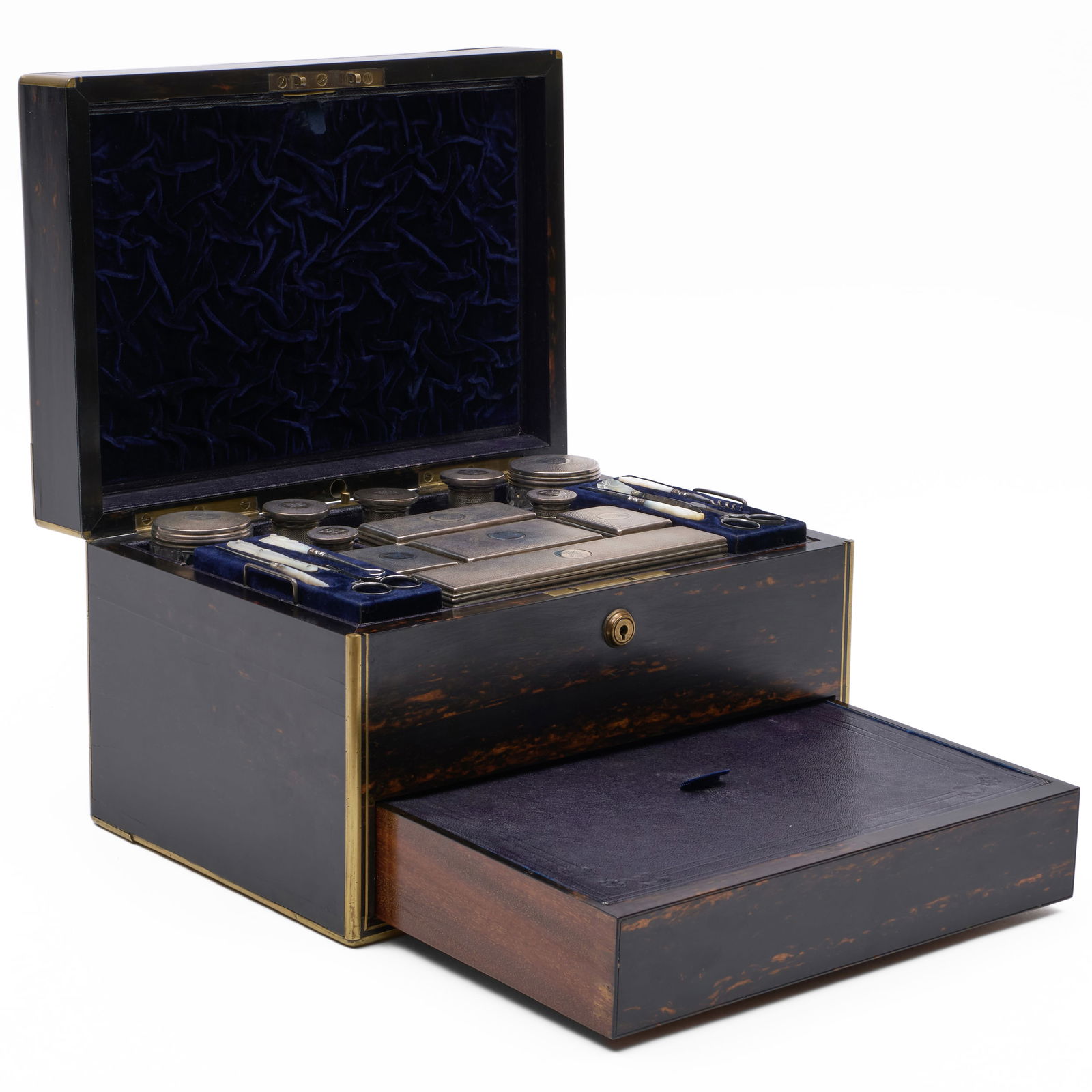 Victorian Mirchi & Bazin Calamander and Silver-Mounted Cut Glass Dressing Set   (1 of 19)