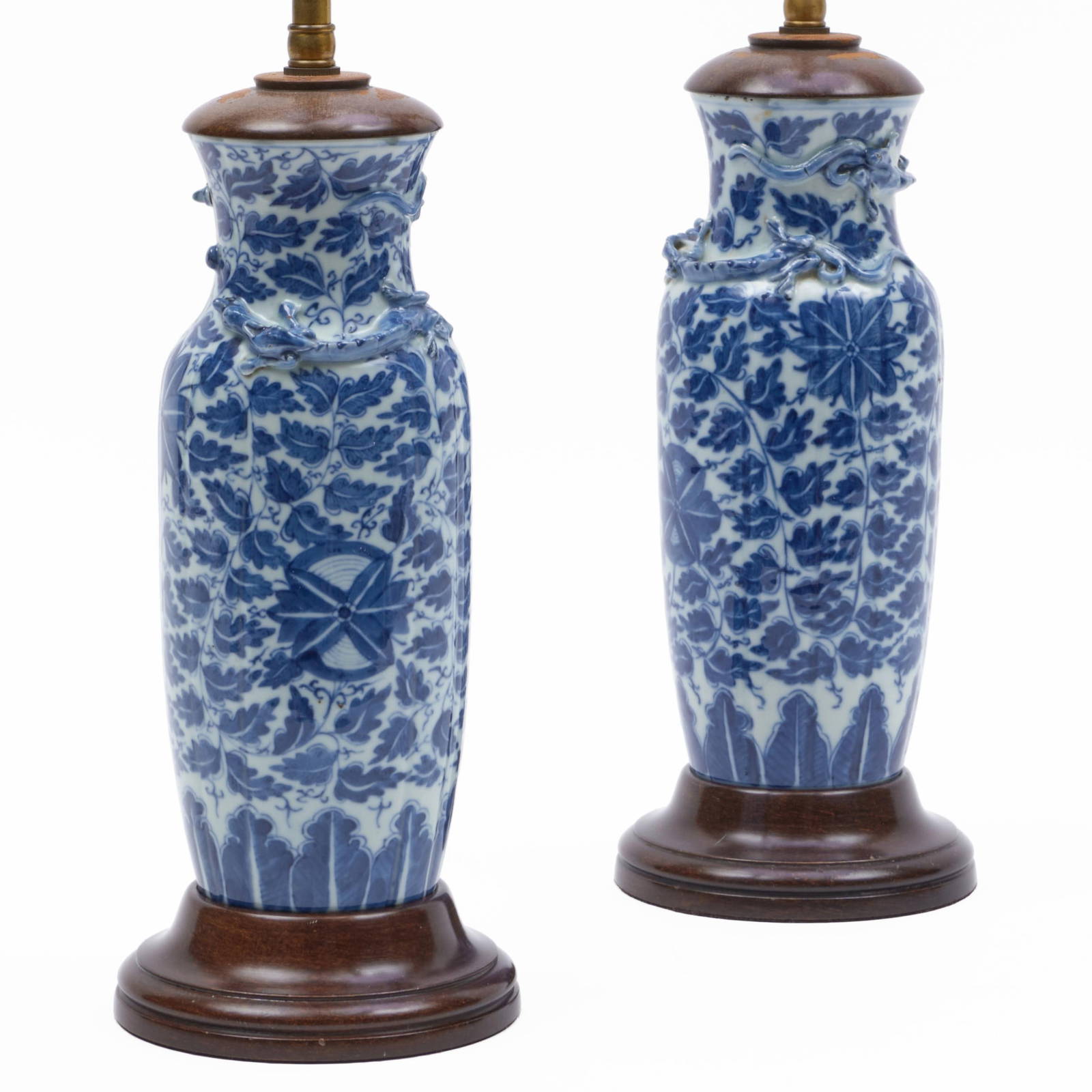 Pair of Chinese Blue and White Vases Mounted as Lamps