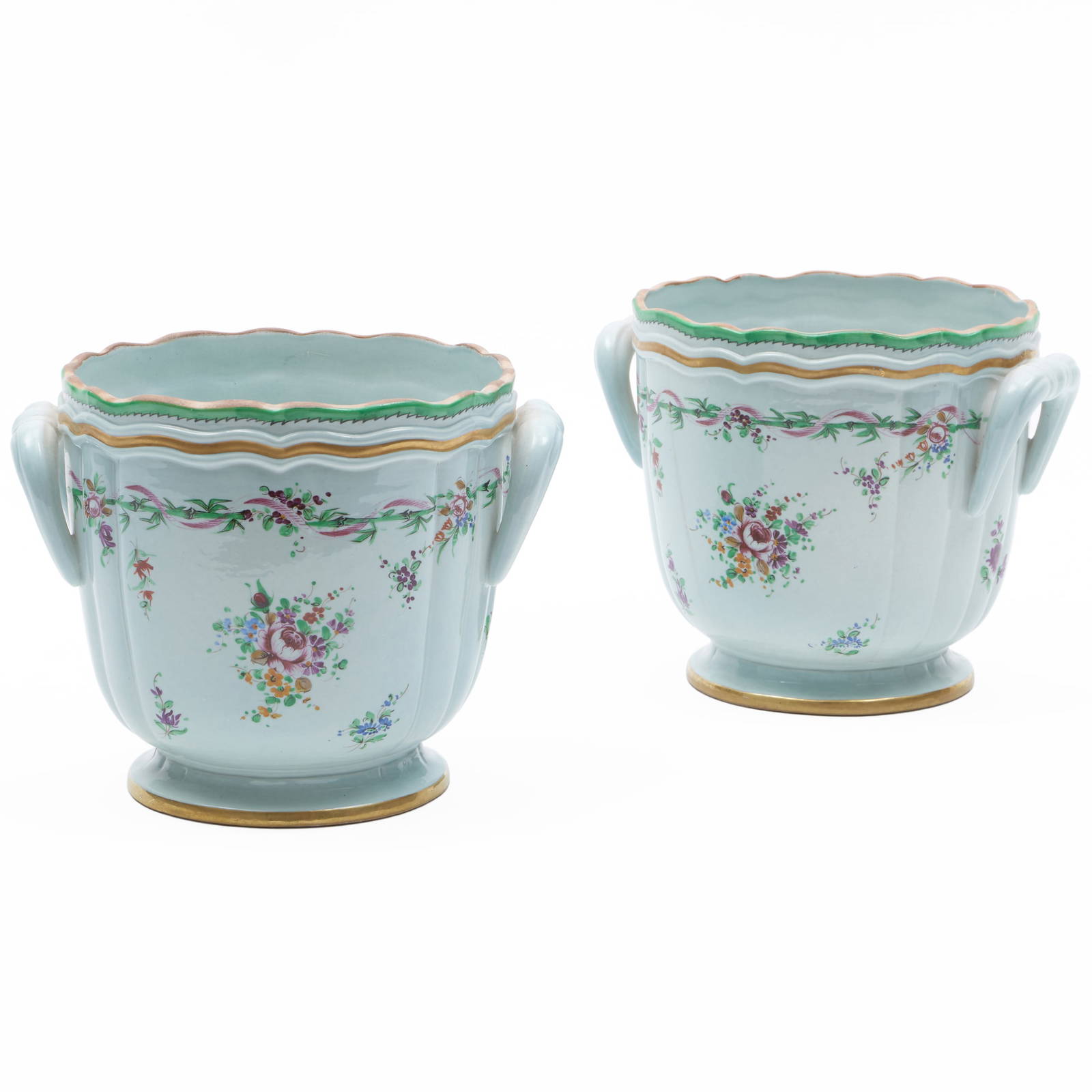 Pair of Chinese Export Style Porcelain Bottle Coolers