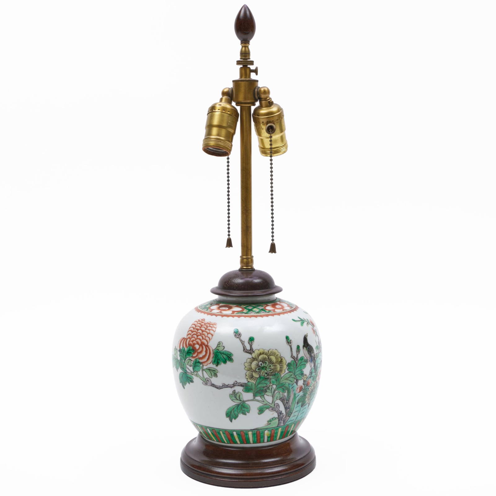 Chinese Famille Verte Porcelain Jar Mounted as a Lamp