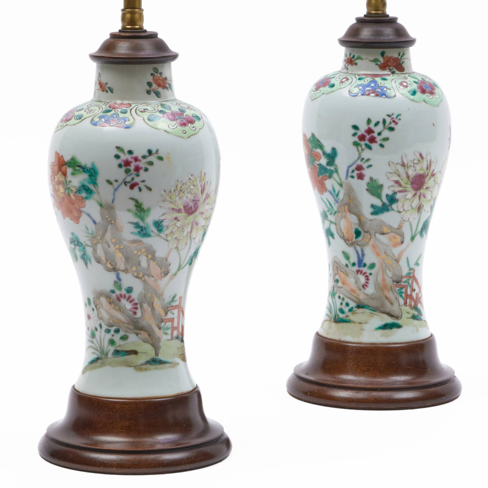 Two Chinese Famille Rose Jars Mounted as Lamps