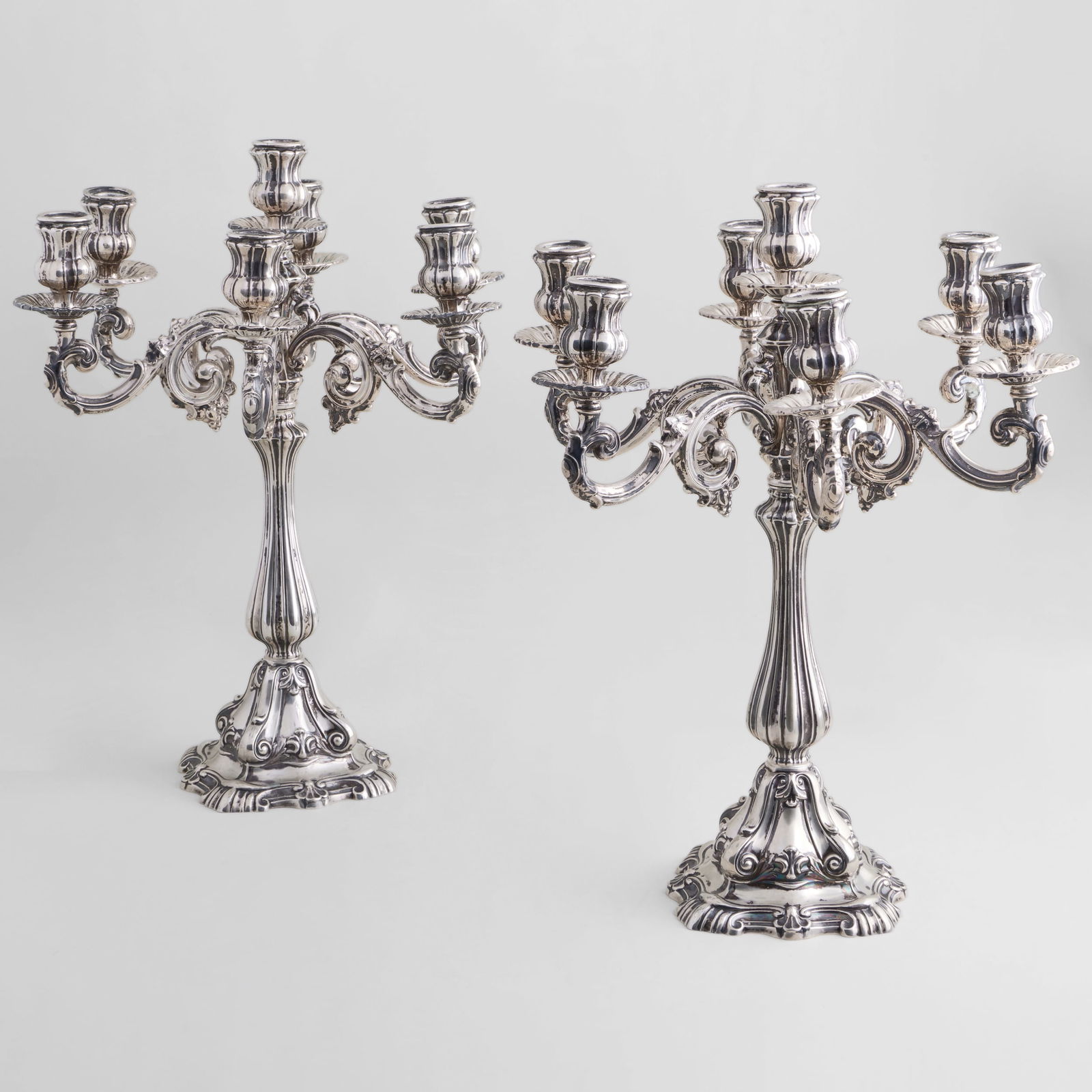 Pair of Continental Silver Seven Light Candelabra (1 of 10)