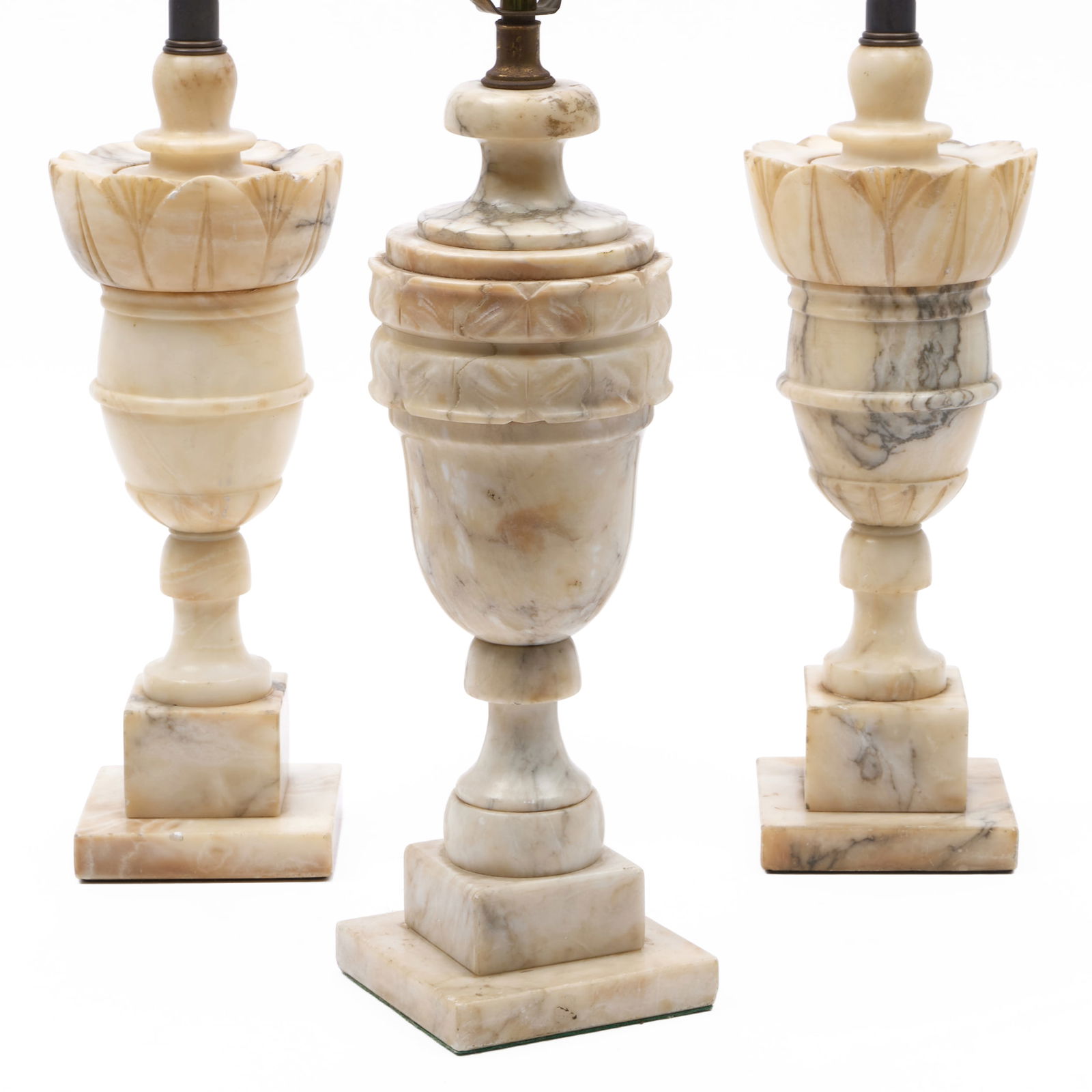 Pair of Alabaster Lotus Form Lamps (1 of 11)