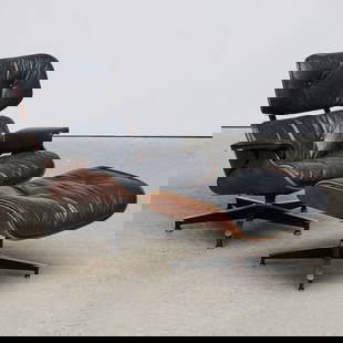 Charles and Ray Eames for Herman Miller Rosewood and Leather Lounge Chair & Ottoman: Charles and Ray Eames for Herman Miller Rosewood and Leather Lounge Chair & OttomanStamped number 98, metal label. Chair 32