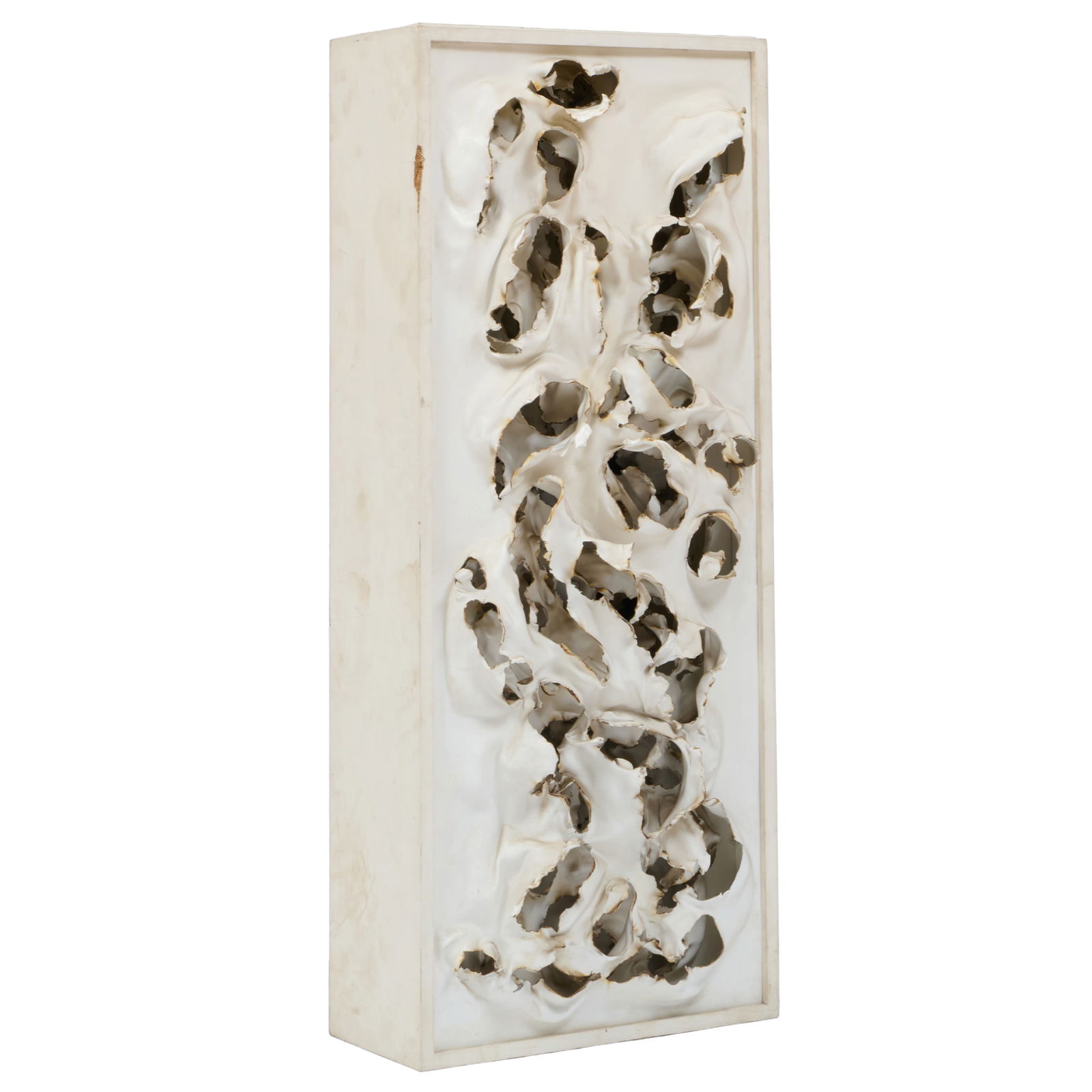 Mon Levinson (1926-2014): Summer 1961 - White: Mon Levinson (1926-2014): Summer 1961 - White Construction of illuminated plastic sheets in painted wood box, 1961, unmarked, with label from The Museum of Modern Art. 50 7/8 x 21 3/8 x 14 1/4 in. The