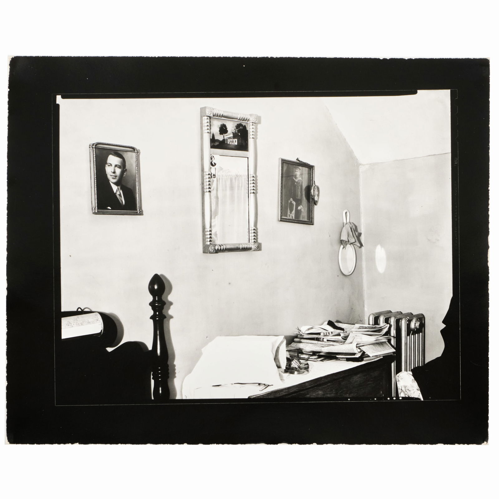 Walker Evans (1903-1975): Untitled (Interior, Cluttered Desk): Walker Evans (1903-1975): Untitled (Interior, Cluttered Desk) Gelatin silver print, 1934, printed c. 1970 by James Dow, unsigned, variously inscribed in another hand on the reverse. 8 x 9 7/8 in. (she