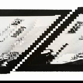 Walker Evans (1903-1975): Untitled (Interior, Cluttered Desk): Walker Evans (1903-1975): Untitled (Interior, Cluttered Desk) Gelatin silver print, 1934, printed c. 1970 by James Dow, unsigned, variously inscribed in another hand on the reverse. 8 x 9 7/8 in. (she