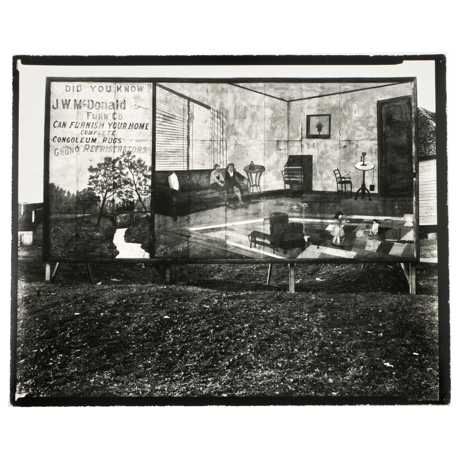 Walker Evans (1903-1975): Furniture Store Sign near Birmingham, Alabama: Walker Evans (1903-1975): Furniture Store Sign near Birmingham, Alabama Gelatin silver print, 1935, printed c. 1970 by James Dow, unsigned, variously inscribed in another hand on the reverse. 8 x 9 7/