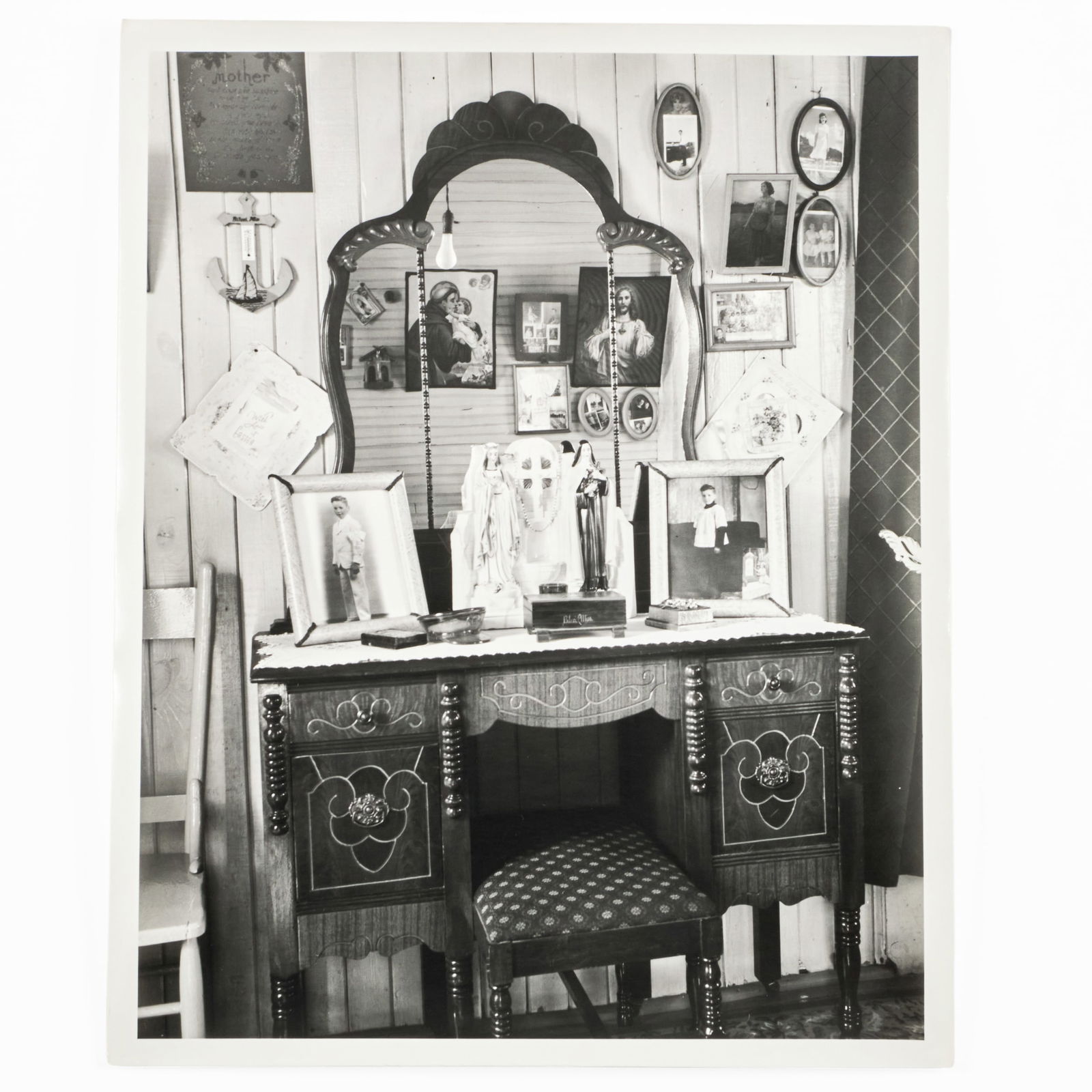 Walker Evans (1903-1975): Bedroom Dresser, Shrimp Fisherman's House, Biloxi, Mississippi: Walker Evans (1903-1975): Bedroom Dresser, Shrimp Fisherman's House, Biloxi, Mississippi Gelatin silver print, 1945, printed c. 1970 by James Dow, unsigned, variously inscribed in another hand on the