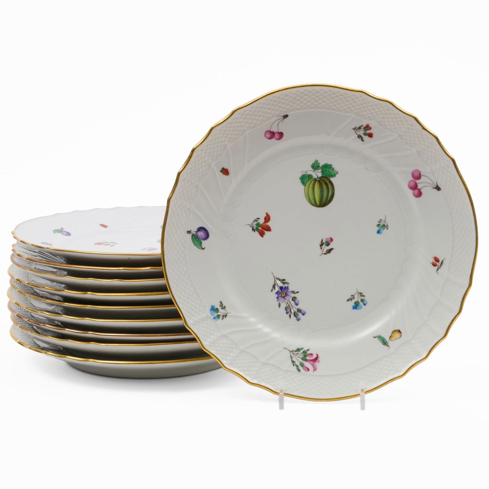 Set of Ten Richard Ginori Porcelain Dinner Plates in the 'Perugia' Pattern: Set of Ten Richard Ginori Porcelain Dinner Plates in the 'Perugia' Pattern Printed mark. 10 in. diam.