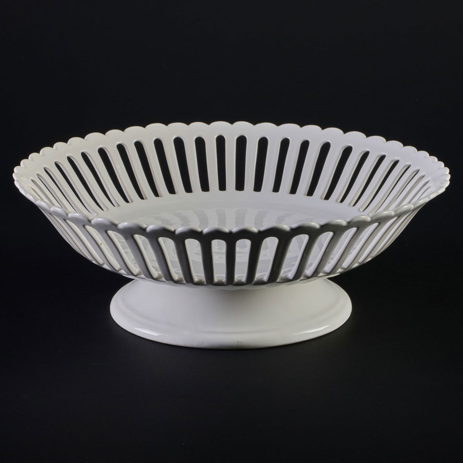 Bourg-Joly Malicorne Porcelain Reticulated Bowl: Bourg-Joly Malicorne Porcelain Reticulated Bowl Black printed mark. 4 1/4 x 12 1/4 in. diam.
