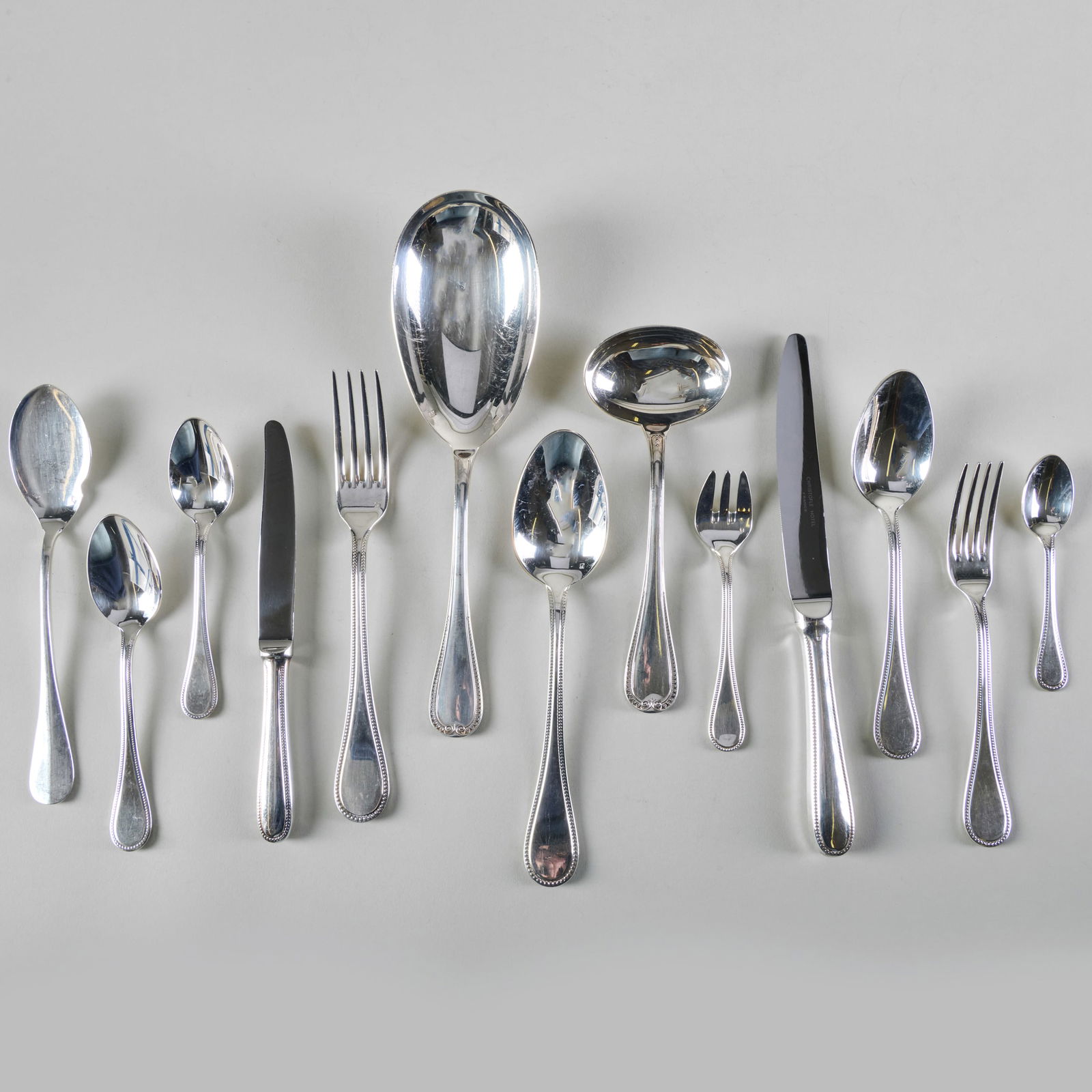 Christofle Silver Plate Part Flatware Service in the 'Perles' Pattern (1 of 11)