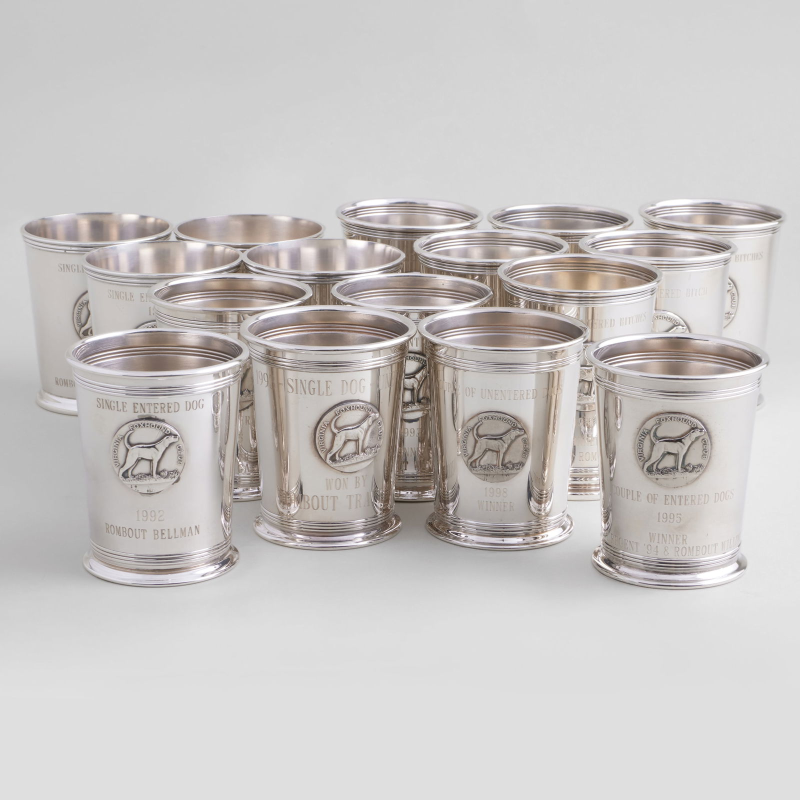 Set of Sixteen Silver Plate Rombout Hunt and Virginia Foxhound Club Presentation Julep Cups (1 of 10)